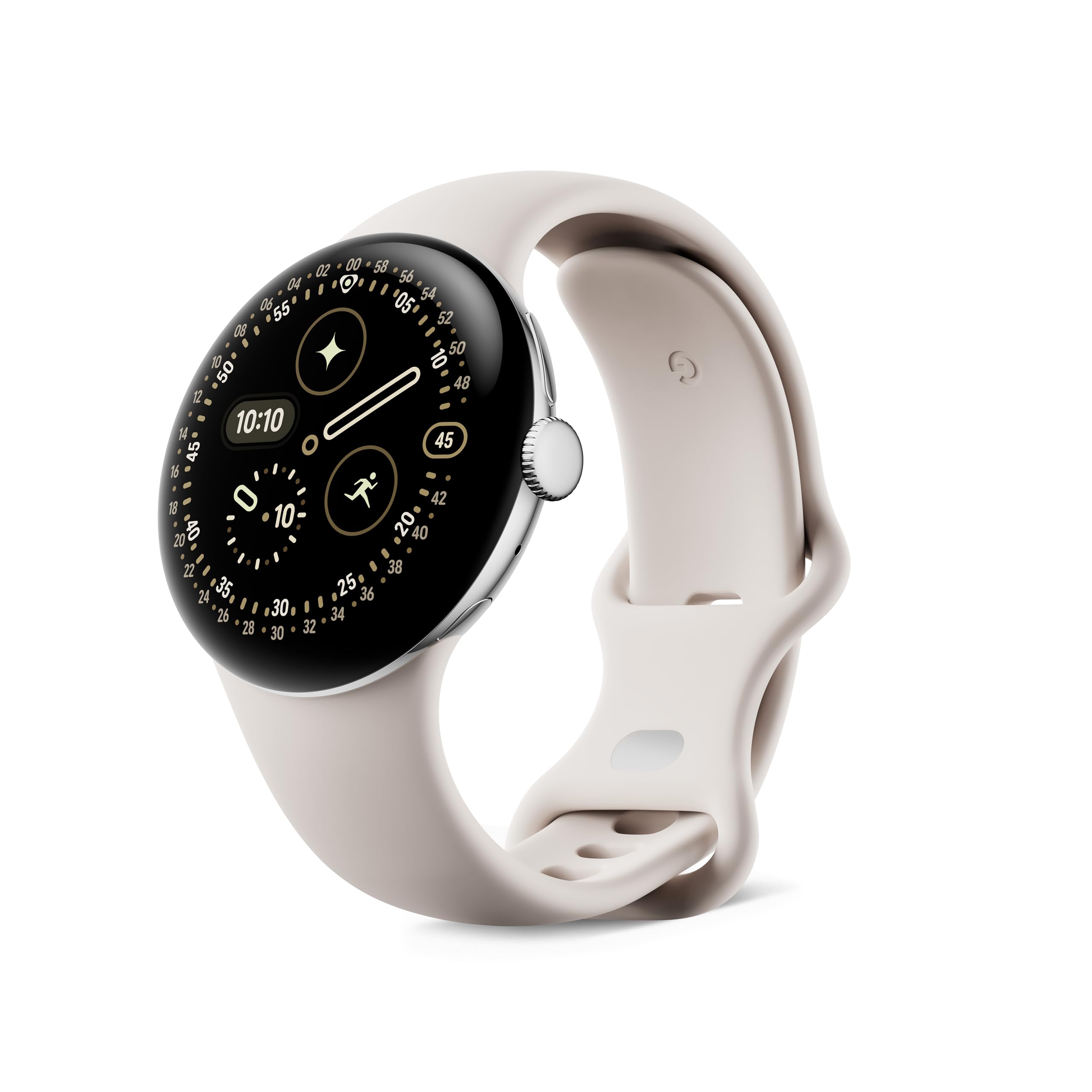 Google Pixel Watch 4 (41mm) - Curved Android smartwatch with fitness tracking and Gemini support - Polished Silver aluminum body - Porcelain sports band - LTE - B0FJFVP5NB