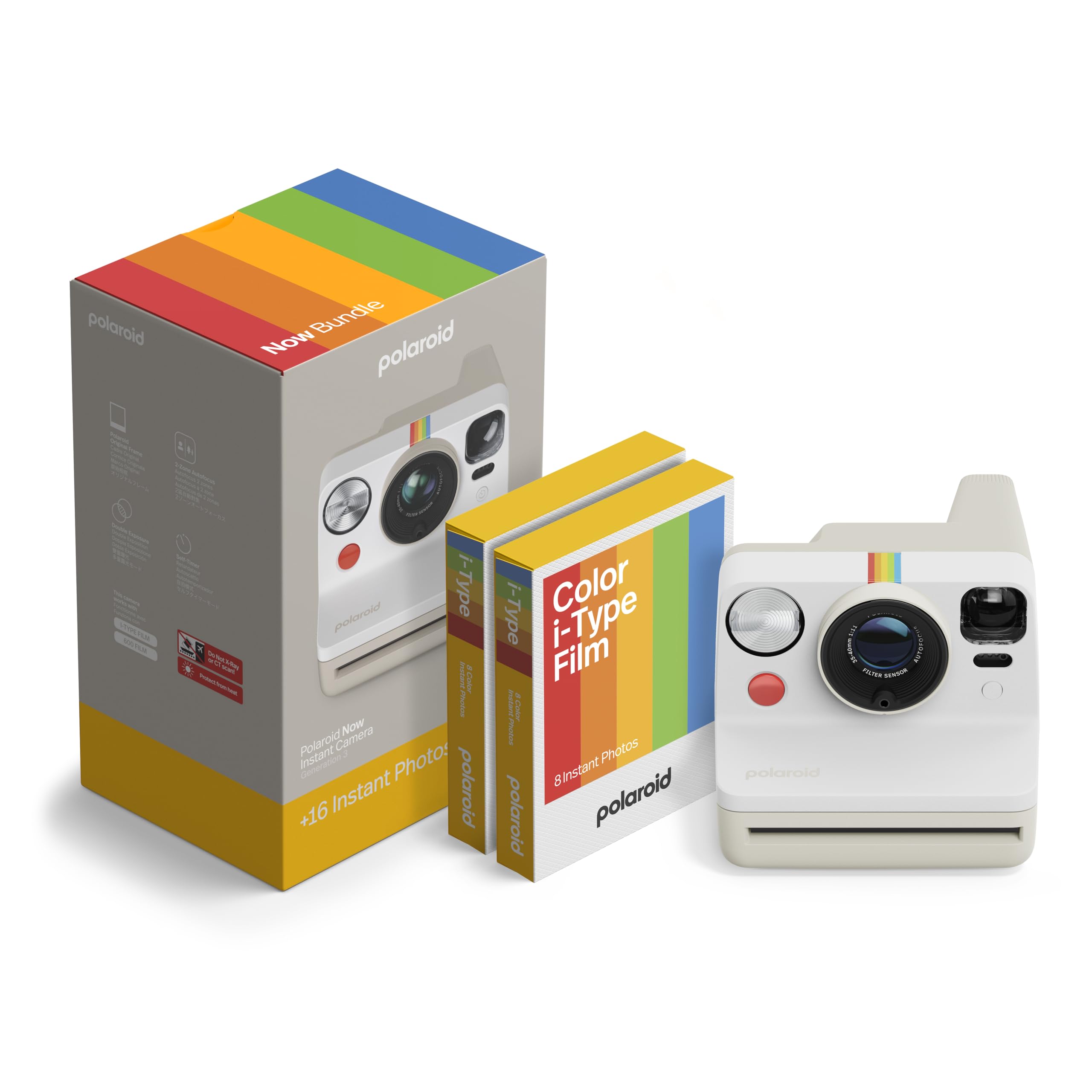 Polaroid - Now Gen 3 - Instant Camera - Bundle Camera + Color Film (16 Photos) White (6561) - 006561