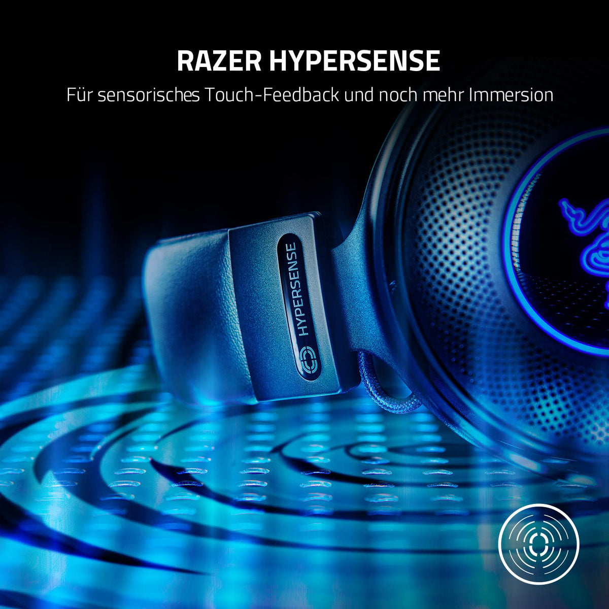 Razer Kraken V3 Hypersense - Căști de gaming USB cu fir, dotate cu tehnologie haptic (driveri TriForce Titanium de 50mm, THX Spatial Audio, microfon cardioid HyperClear detașabil) Negru - RZ04-03770100-R3M1