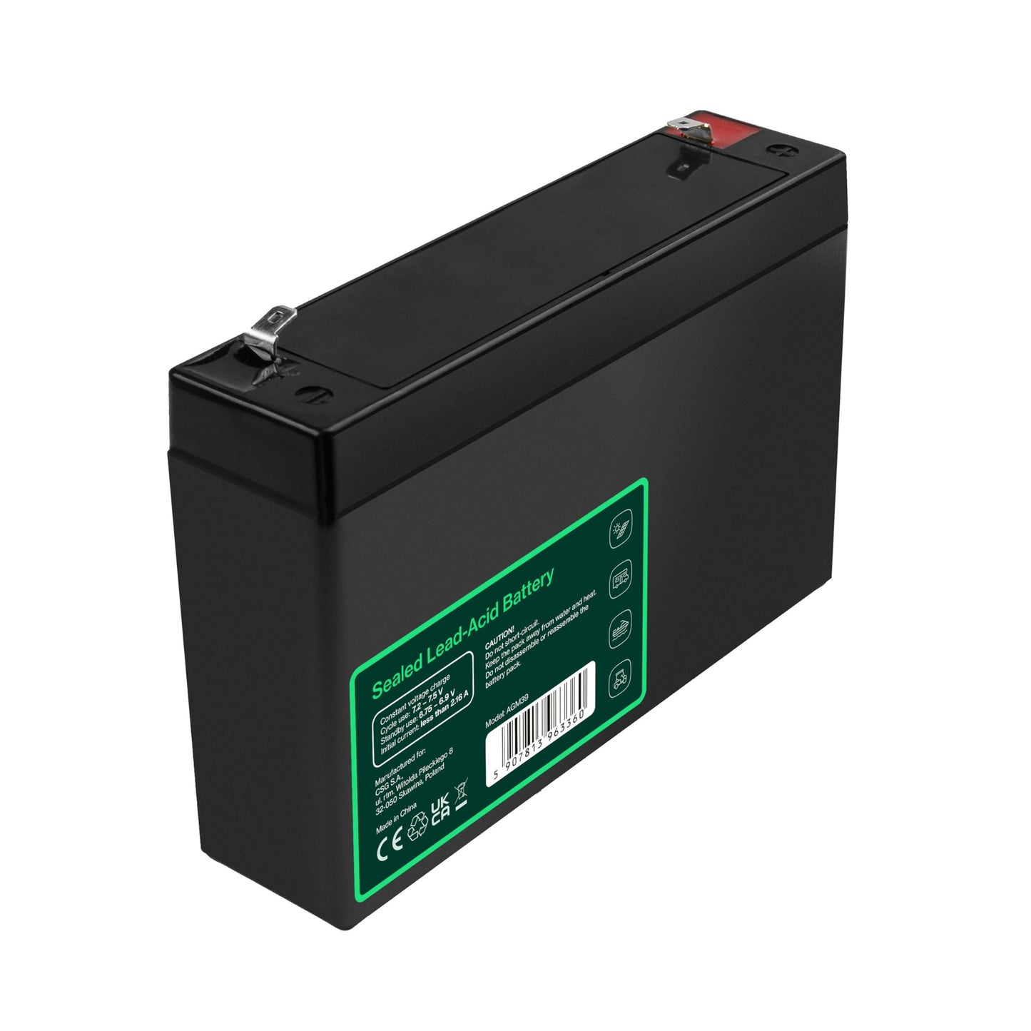 Green Cell AGM 6V 7.2Ah battery VRLA lead battery lead battery replacement battery gel battery battery cycle resistant unmanned toys, electric toys, alarm emergency power, children's vehicles Children's quad - AGM39