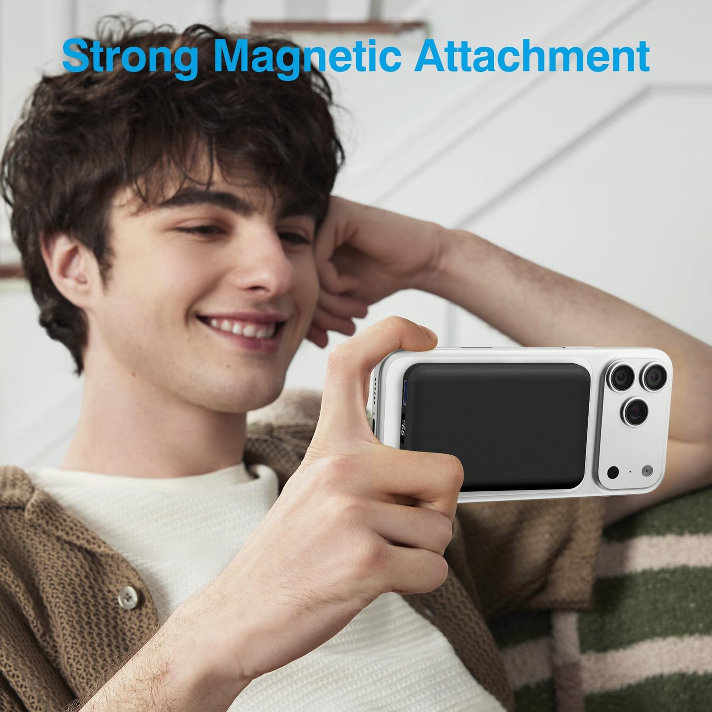 AOGUERBE Wireless Power Bank for iPhone, Magnetic Power Bank 10000mAh with USB C in&Out, 22.5W Fast Charging Battery Pack Inductive Charging for iPhone 17/16/15/14/13/12/11/Pro/Plus/Pro Max Series (Black) - KT-D003