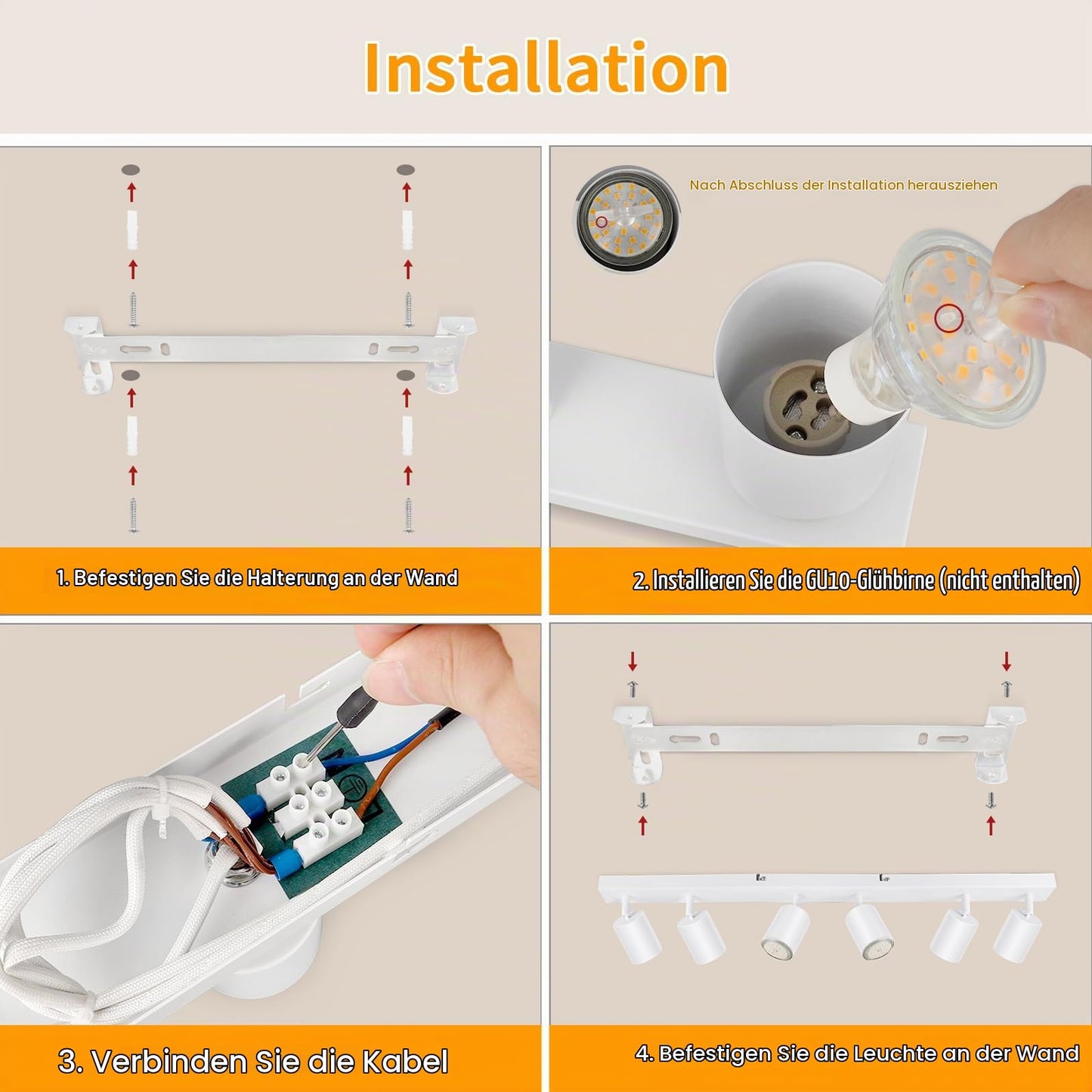 Dehobo LED ceiling spotlight 6 bulbs GU10 swiveling ceiling lamp white - GU10-6