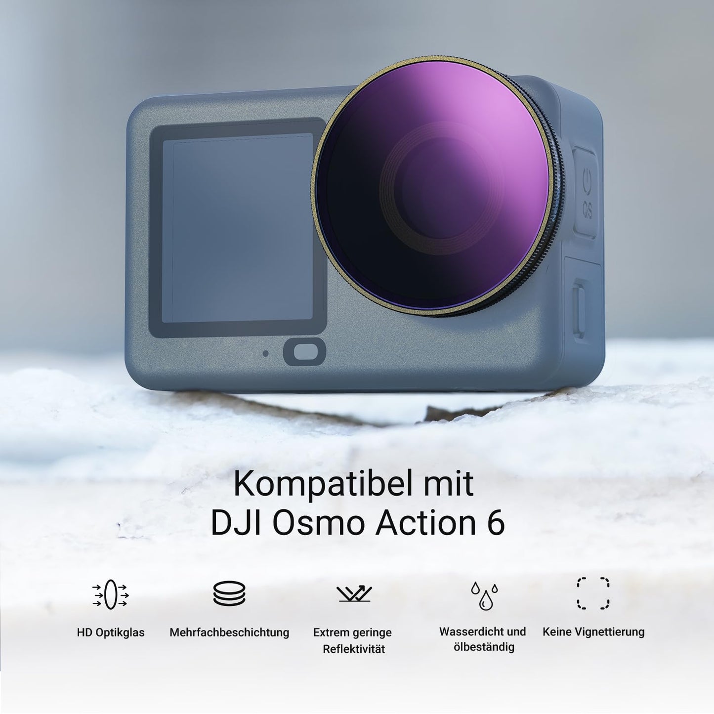 NEEWER CPL + ND filter set compatible with DJI Osmo Action 6 only, pack of 4 ND8/16/32, adjustable circular polarizing filter, gray filter, screw-on multi-coated action cam photo accessories, FL-B100