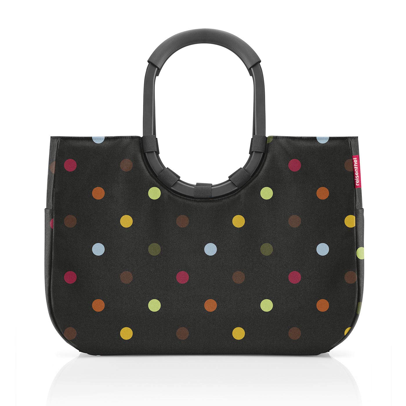 reisenthel loopshopper L dots, cadru negru - geantă robustă cu compartimente practice din sticle PET reciclate - design fermecător și hidrofug - OR7056