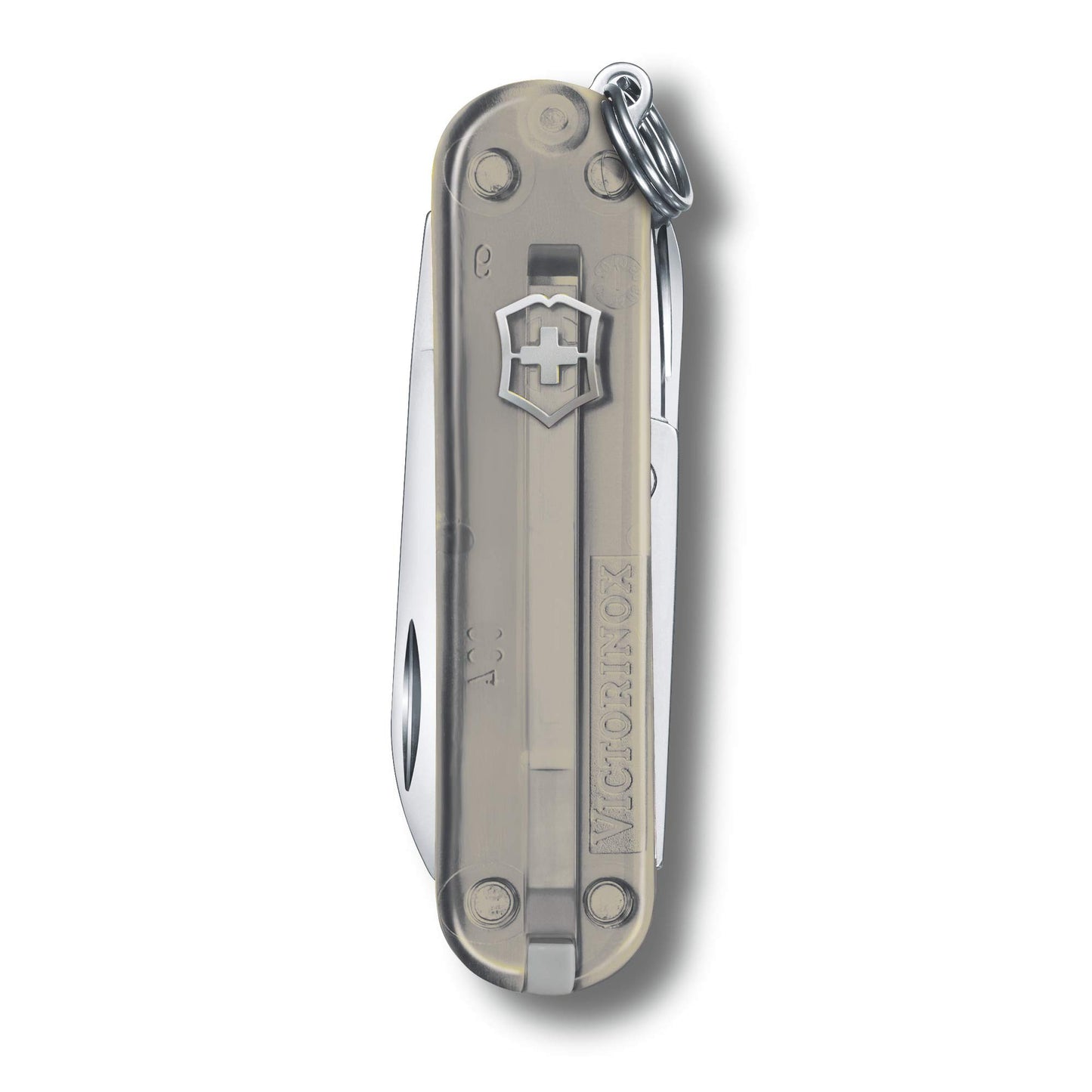 Victorinox Swiss Army Knife, Small, Classic SD, Multitool, Swiss Army Knife, Gift, 7 Functions, Blade, Nail File, Gray Transparent - 0.6223.xxxG