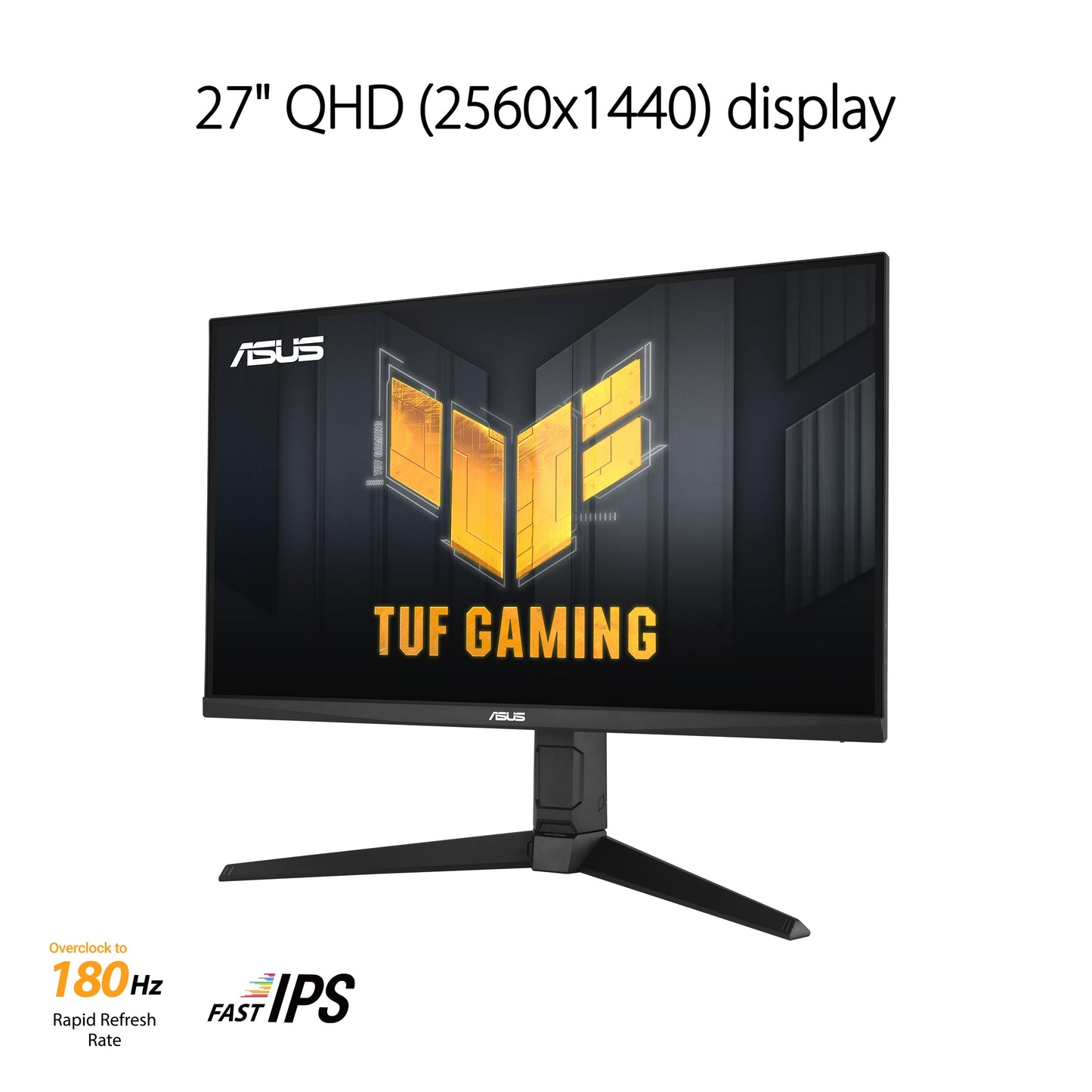 ASUS TUF Gaming VG27AQL3A - 27 inch WQHD monitor - 180 Hz, 1ms GtG, FreeSync, G-Sync, Adaptive Sync, ELMB, DisplayHDR 400 - Fast-IPS panel, 16:9, 2560x1440, DP, HDMI, USB, ergonomic, speaker - 90LM09A0-B01370