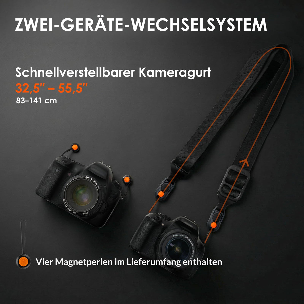 TARION Curea pentru cameră cu eliberare rapidă Curea de gât DSLR ajustabilă Magislide - Magislide-Neck-BK