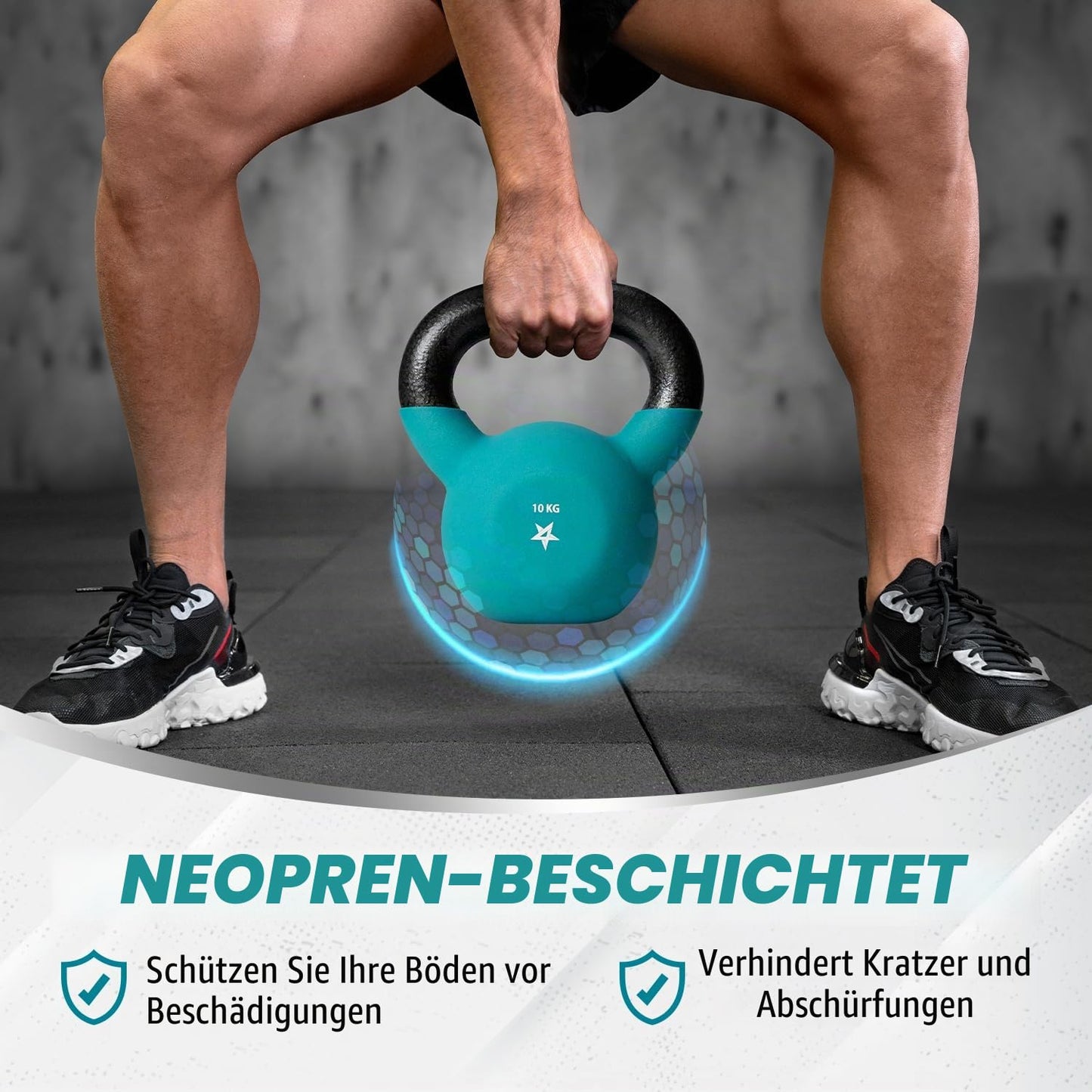 Yes4All YCBQ Neoprene Coated Kettlebell, Strength Training Kettlebells - 10KG Turquoise