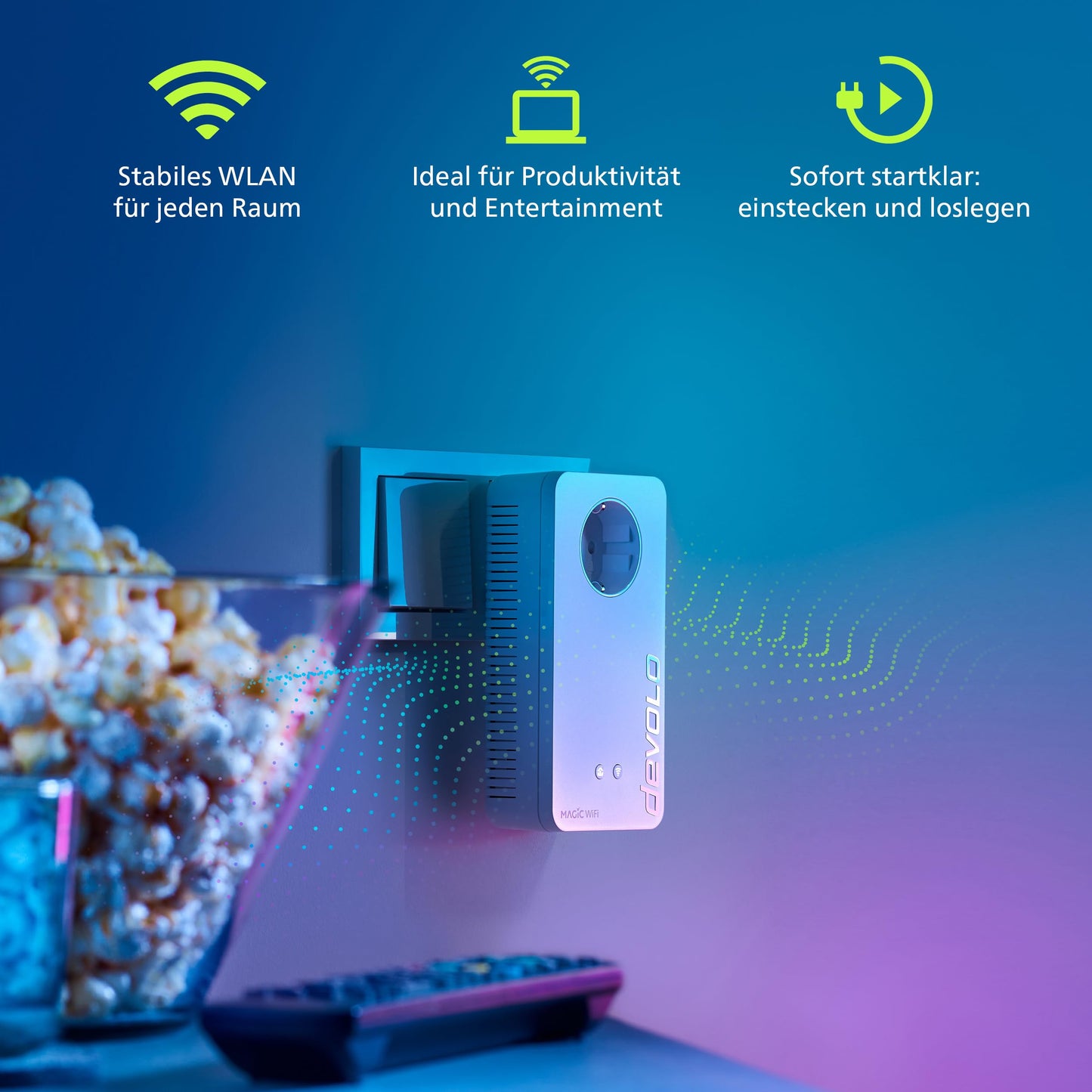 devolo Magic 2 WiFi 6 Next Starter Kit, WiFi powerline adapter, up to 3,000 Mbit/s via Wi-Fi 6, mesh WiFi socket, 2X Gigabit LAN, white - 7215