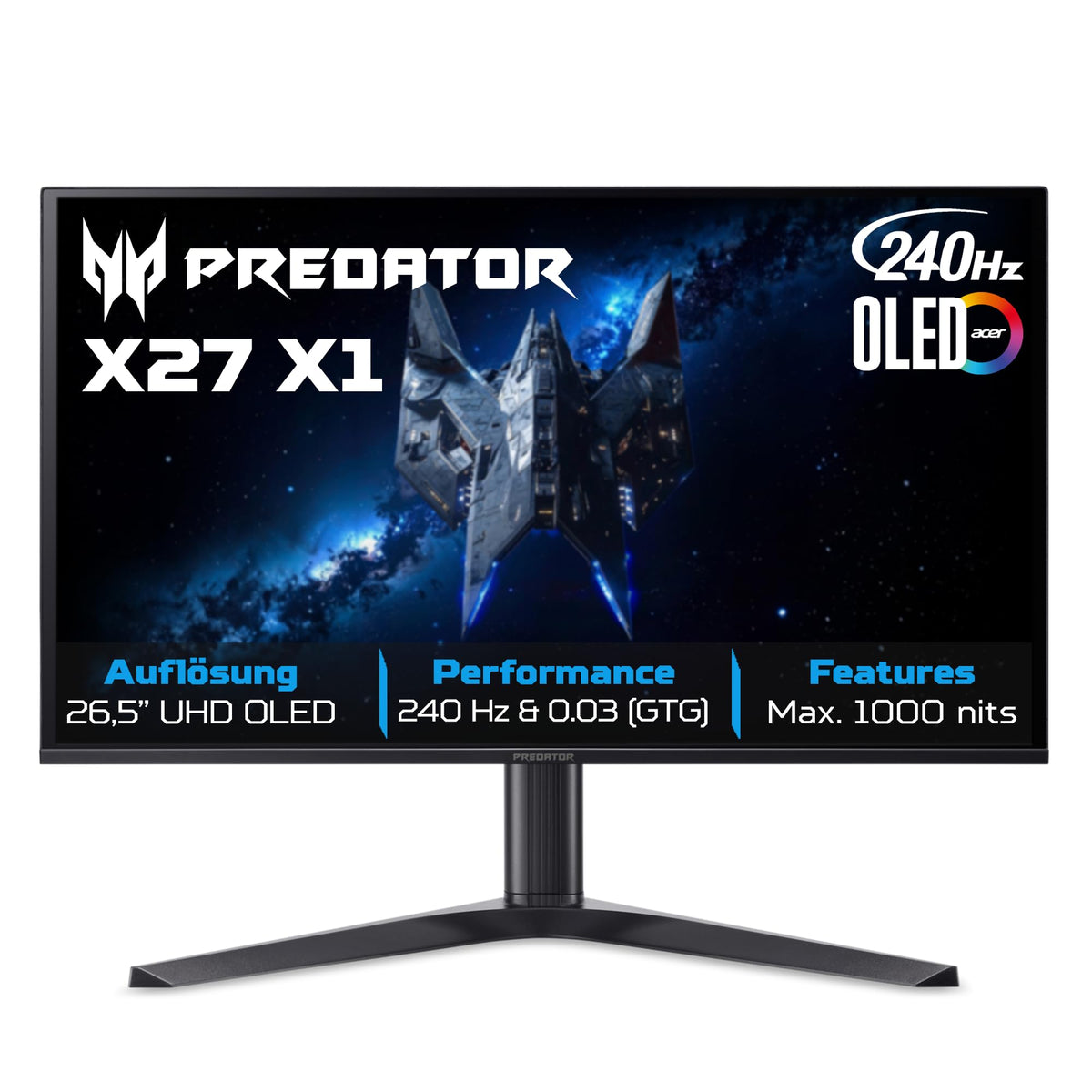 Acer Predator X27X1 OLED Gaming Monitor 27 inch (67.3 cm), 4K, 240Hz