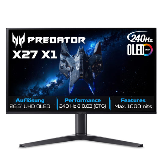 Acer Predator X27X1 OLED Gaming Monitor 27 inch (67.3 cm), 4K, 240Hz