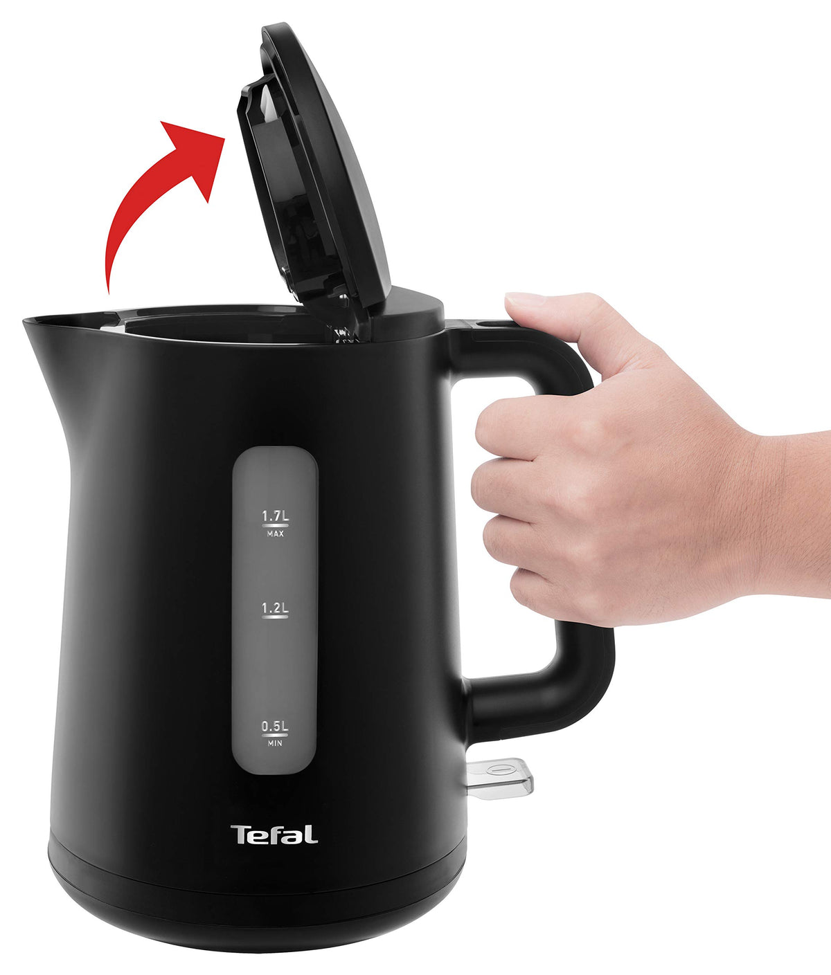 Tefal KO2008 Fierbător de apă Principio Select | 2400 Watt | 1,7L rezervor de apă | Comutator automat de pornire/oprire | Filtru anticalcar | negru mat