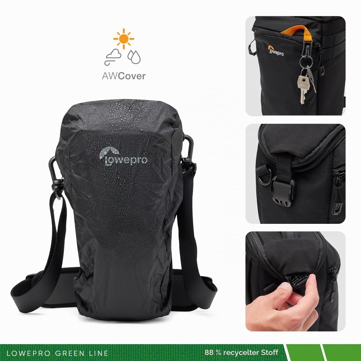 Lowepro ProTactic TLZ 70 Slim AW III toploader camera bag for mirrorless DSLR, volume: 4 l, dimensions: 31x10.5x14 cm, for cameras with attached lens, mod. Shoulder bag, for photographers/videographers - LP37498-PWW