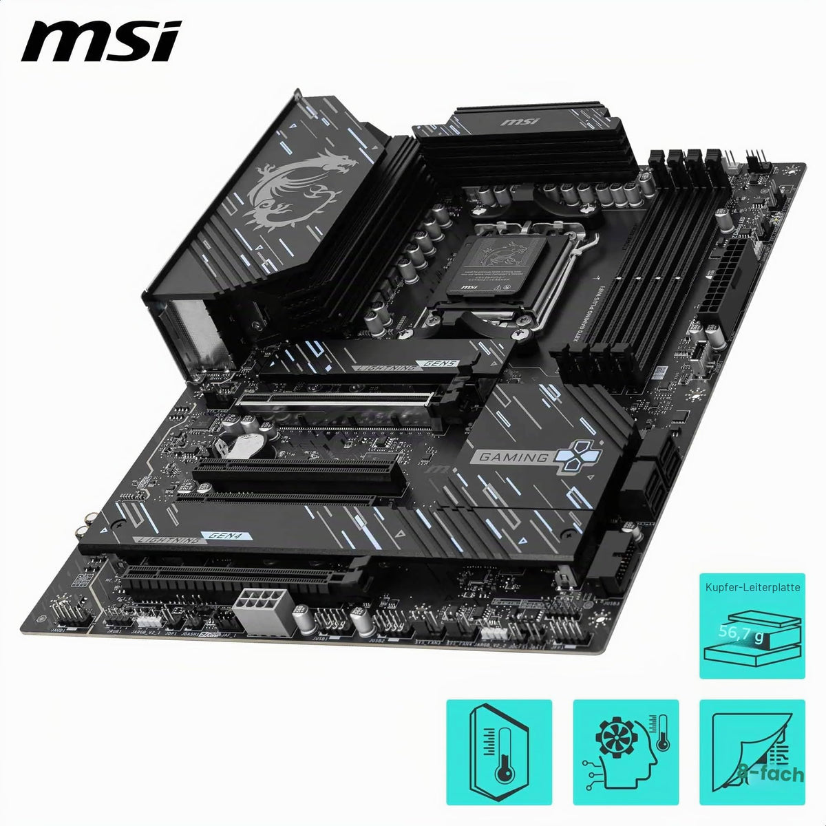 MSI X870 Gaming Plus WiFi Motherboard, ATX - Supports AMD Ryzen 9000/8000/7000 processors, AM5-14+2+1 Duet Rail System, DDR5 8200+MT/s (OC), PCIe 5.0 x16 & 4.0 x16, M.2 Gen5, Wi-Fi 7, 5G LAN - 7E47-004R