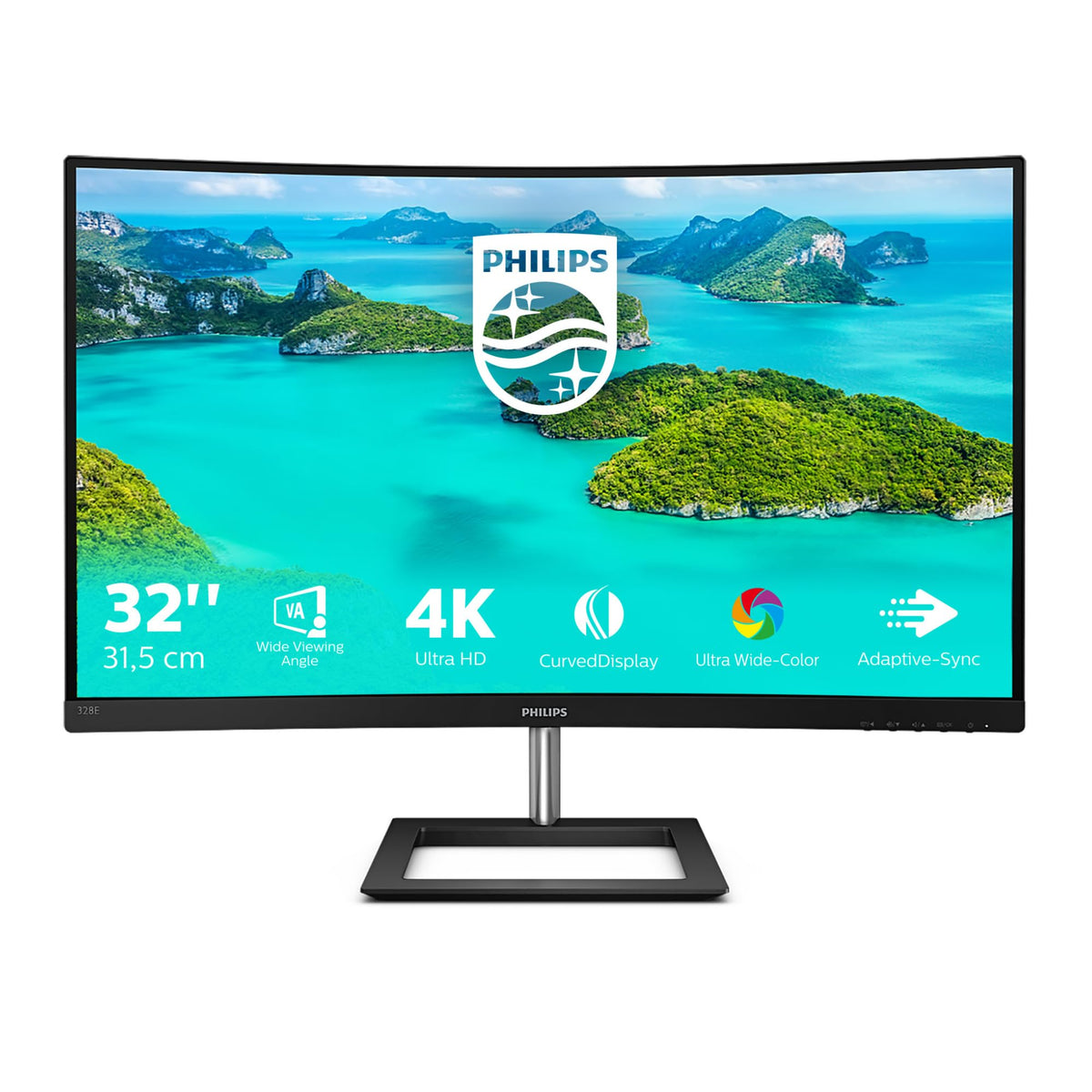 Philips 328E1CA - 32 inch UHD Curved Gaming Monitor, 60 Hz, 4ms, AdaptiveSync (3840x2160, HDMI 2.0, DisplayPort) black - 328E1CA/00