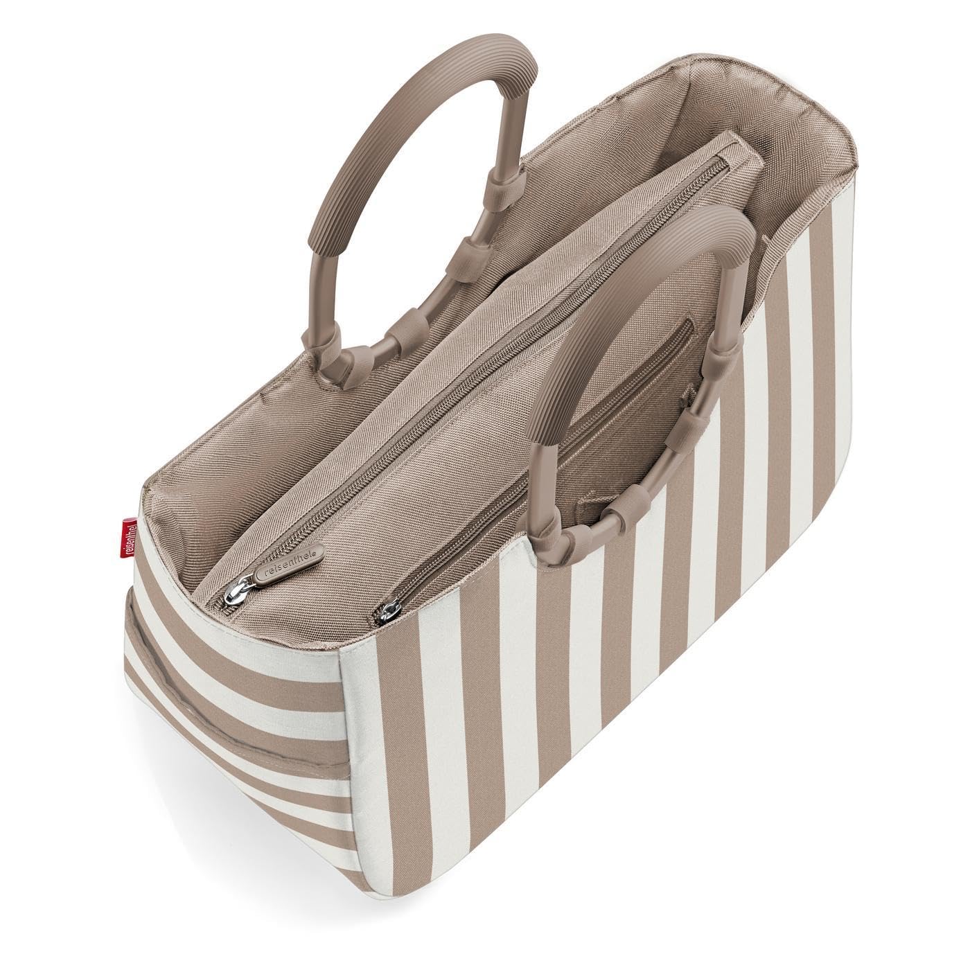 reisenthel loopshopper M summerstripes coffee – sturdy bag with practical compartments made from recycled PET bottles – elegance when shopping, lots of functionality included! - OS6056