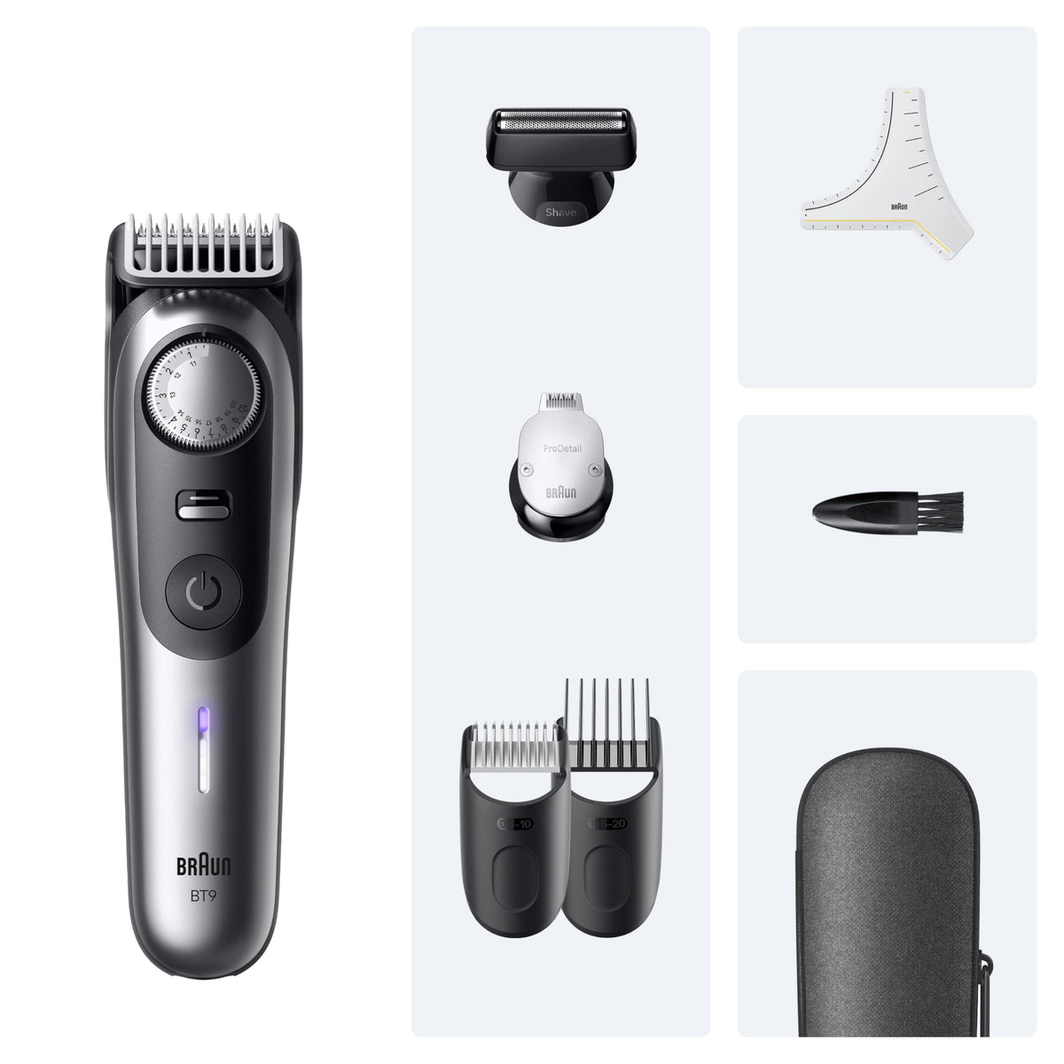 Braun Tunsor de barbă Series 9, Tunsor de barbă fără fir pentru bărbați, BT9520, Crom