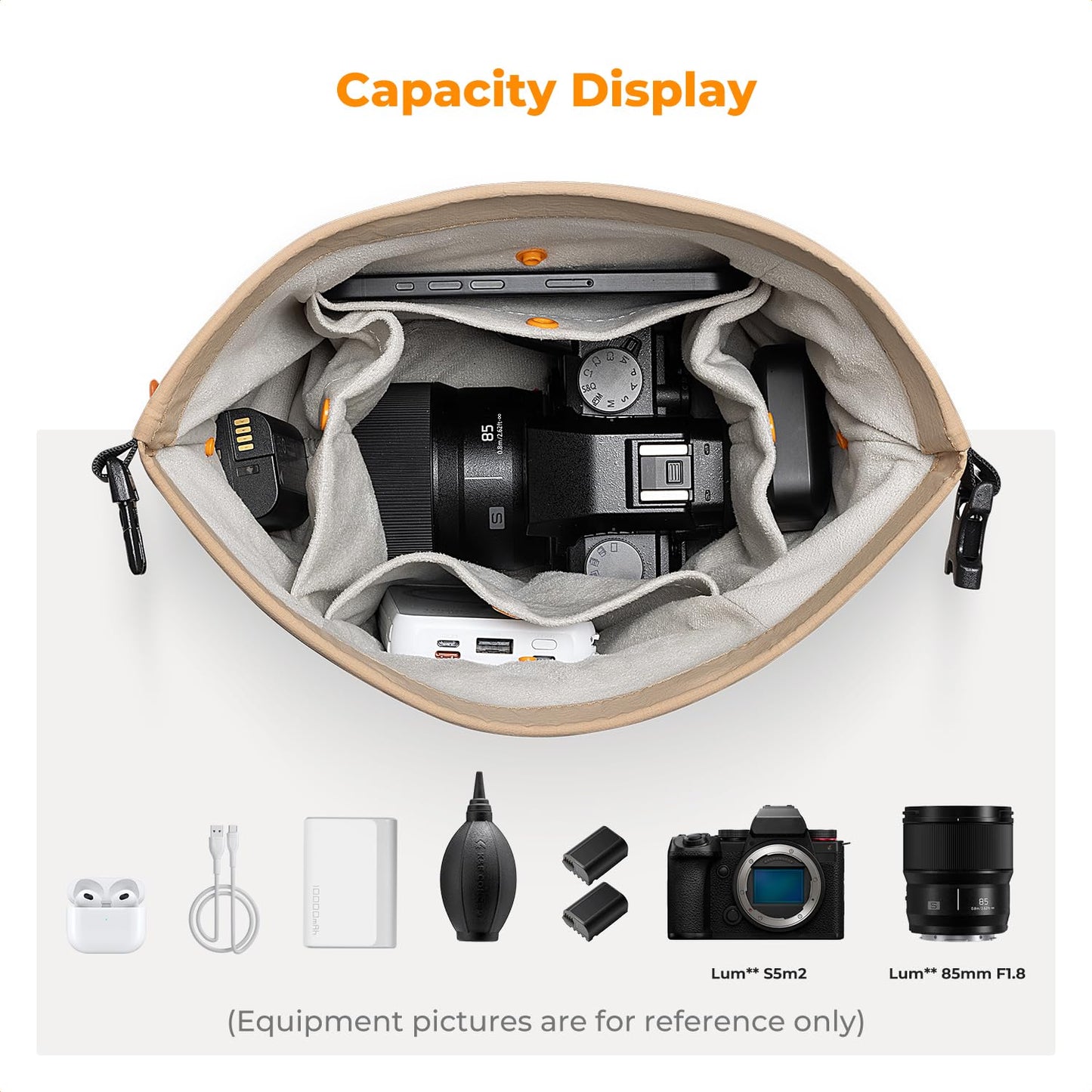 K&F CONCEPT Camera Bag, Fashionable Shoulder Bag, Portable Lightweight Camera Bag, Suitable for Small Liner Bag with Mirrorless Camera, Beige - KF13.168V1