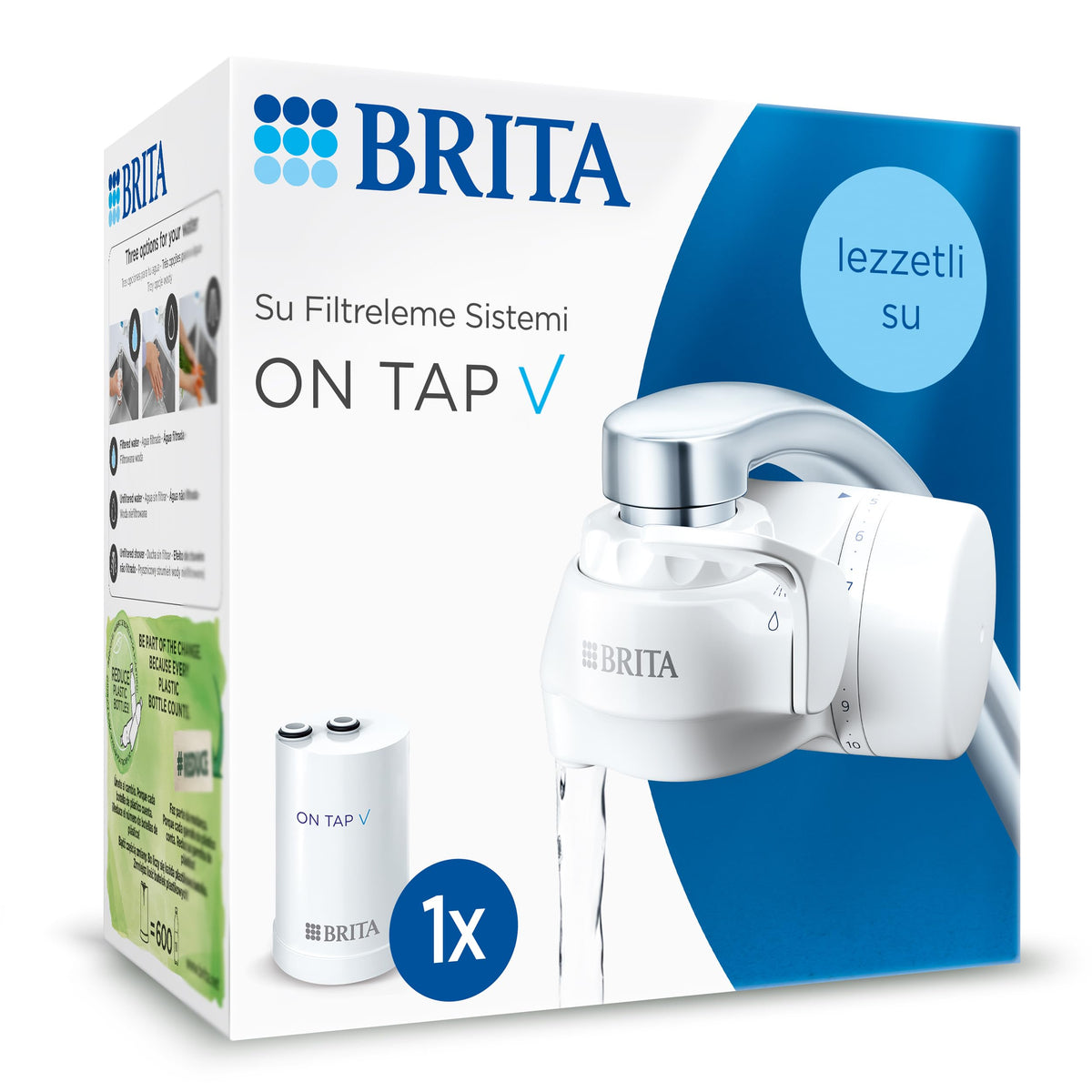 BRITA ON TAP V water filter system, including 1 cartridge: Sustainable and great-tasting water straight from the tap, reduces microparticles, PFAS, metals, and taste-affecting substances. - 1052067