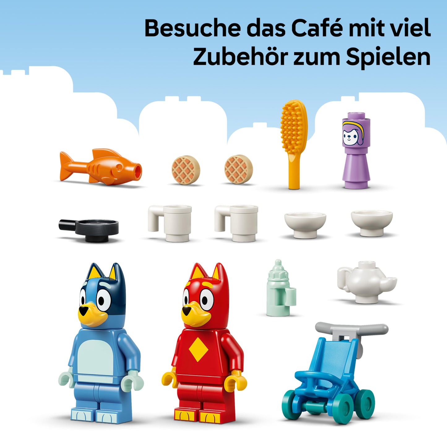 LEGO Bluey School with Rusty and Bluey - educational toy with kitchen, cafe, 2 minifigures & play food accessories - Montessori set - birthday gift for girls and boys aged 4 and over - 11221