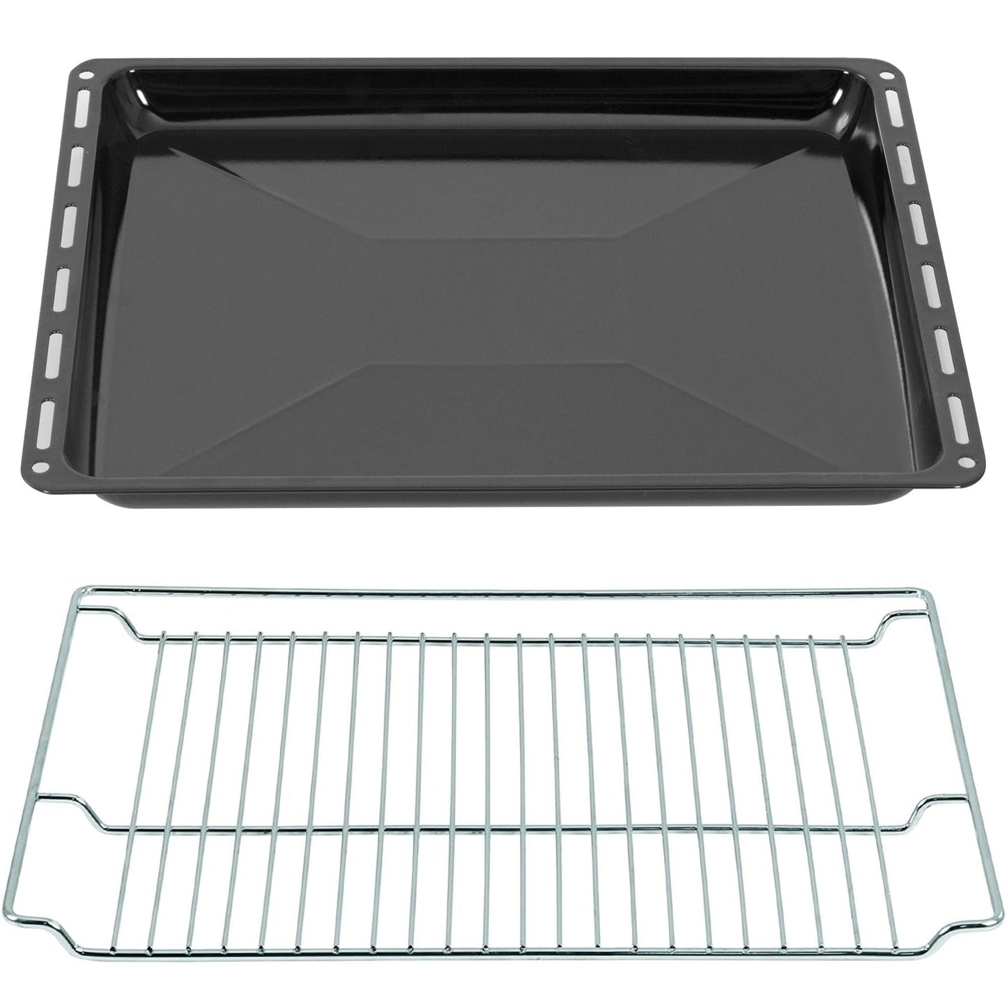 ICQN baking tray grid set 46.5 × 37 × 3 cm, compatible with Siemens, Bosch, Beko, Constructa, Neff & Amica, enameled baking trays for ovens and stoves - icqn-bsh-30-ot001-set