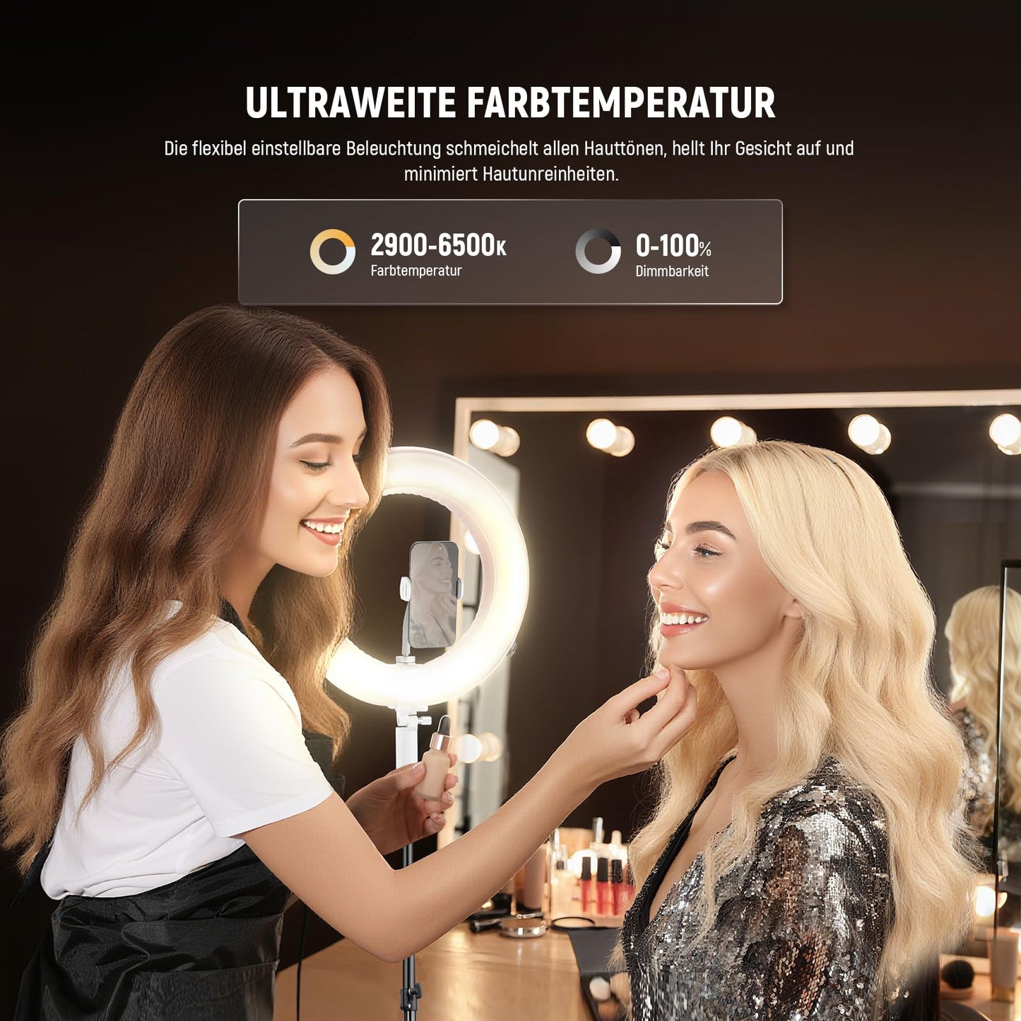 NEEWER 14" Inflatable Large Ring Light with Tripod Stand/Cell Phone Holder/Remote Control, 35W Portable LED Video Light 2900-6500K 2400Lux CRI95+ for Selfie Streaming Video Makeup Eyelash Studio, RA14B