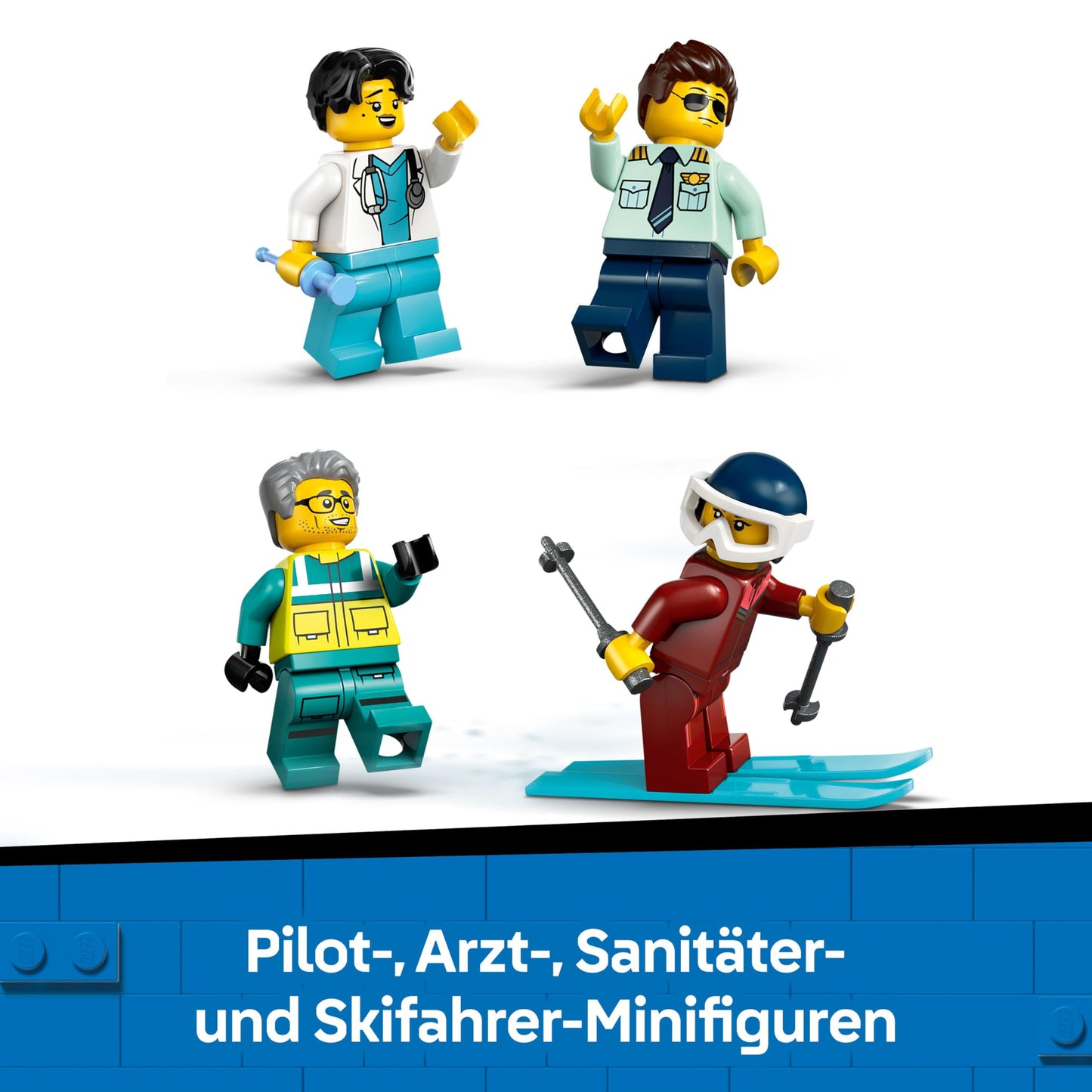 LEGO City Emergency Rescue Plane - Set with plane, snowmobile and 4 mini figures: paramedic, pilot, doctor and skier - great gift for children aged 6 and up - 60465