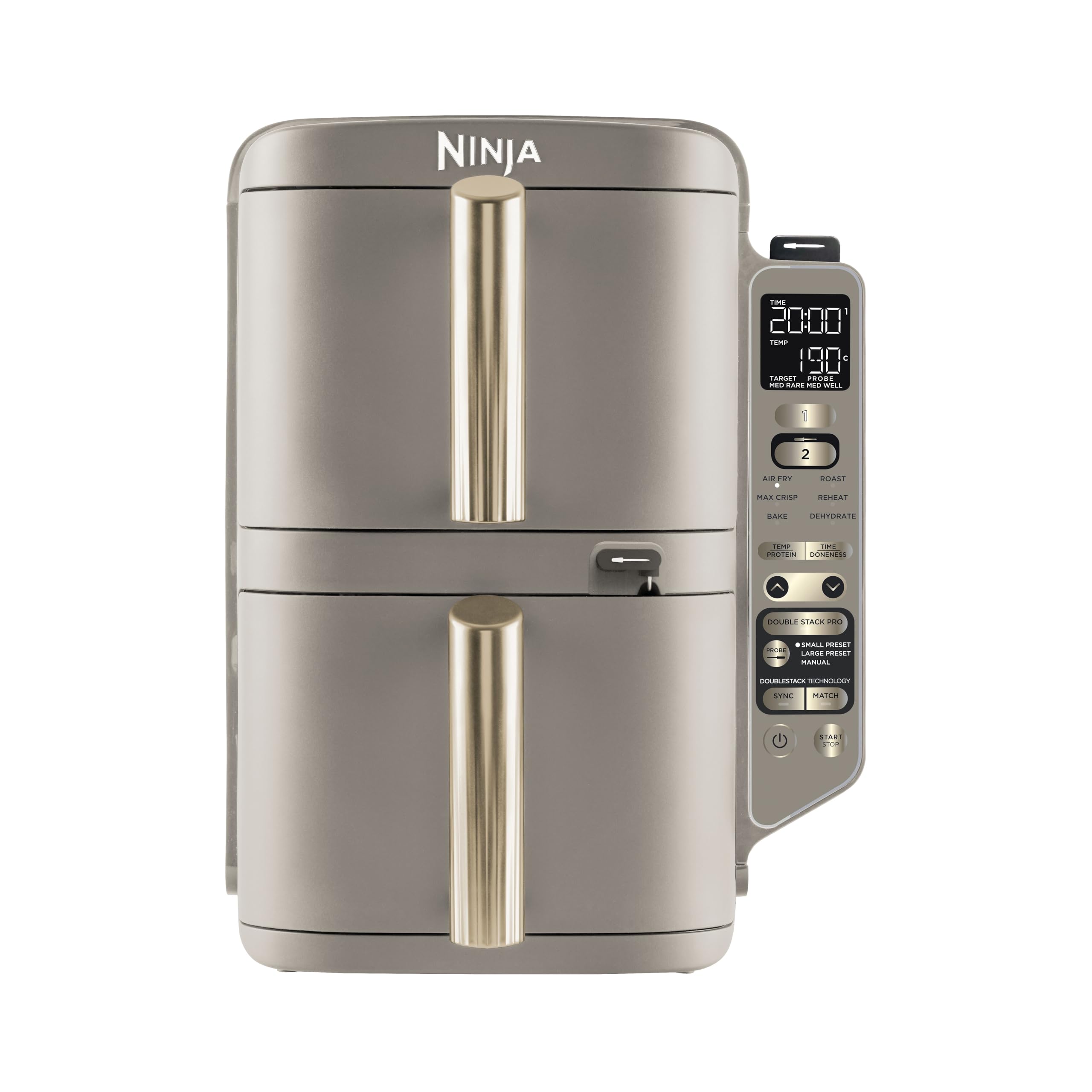 Friteuză cu aer cald Ninja Double Stack XL cu termometru digital și 2 sertare verticale, 4 niveluri și 2 grătare, capacitate 9,5L, 6 funcții, 8 porții, Steingold SL451EUSD