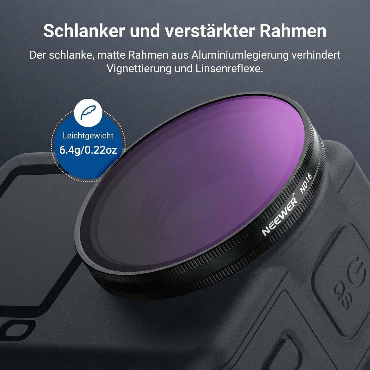 NEEWER CPL ND filter set compatible with DJI Osmo Action 6 only, pack of 4, snap on, ND8/16/32 adjustable circular polarizing filter gray filter, multi-coated, action cam photo accessories with lens cap - FL-B50