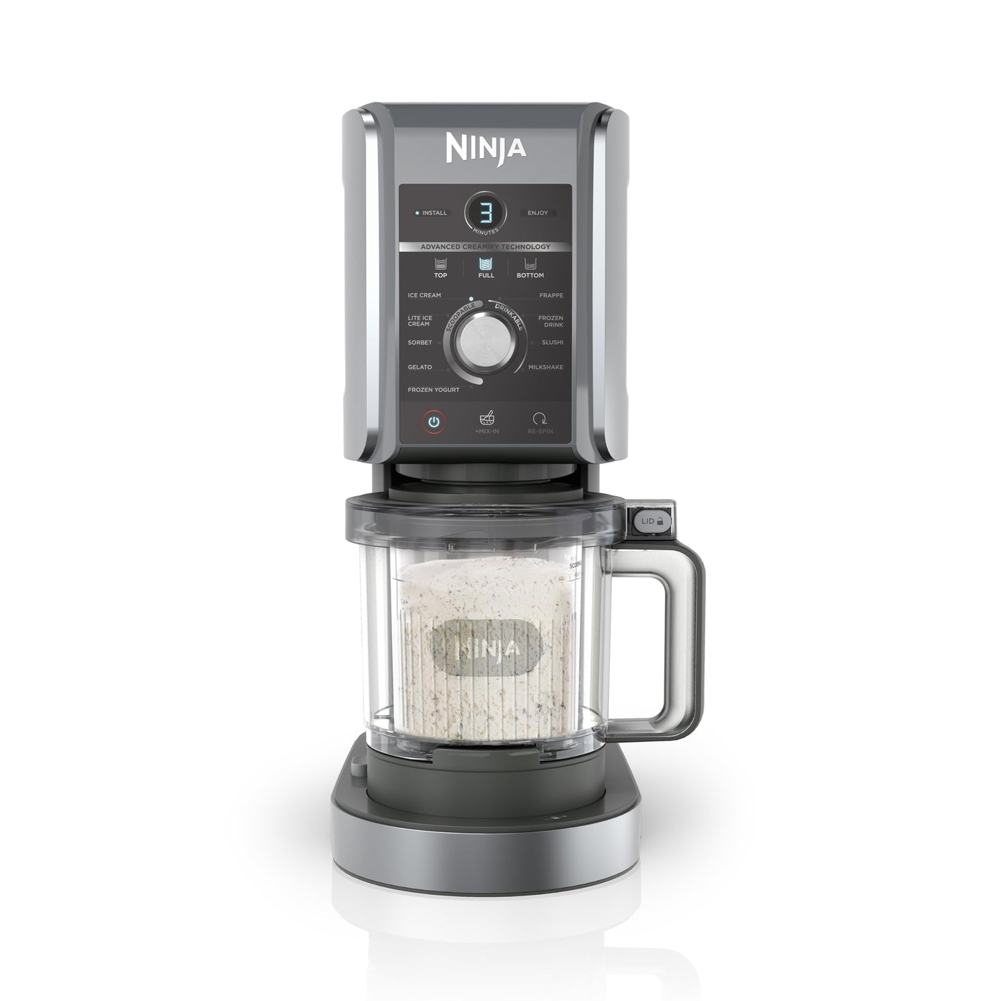 Ninja CREAMi Deluxe Ice Cream and Iced Drink Machine with 2 Cups, 10 Functions, Makes Ice Cream, Gelato, Sorbet, Frozen Yogurt, Milkshakes, Slushi & More, 2-in-1 Flavor Option, Silver, NC502EU