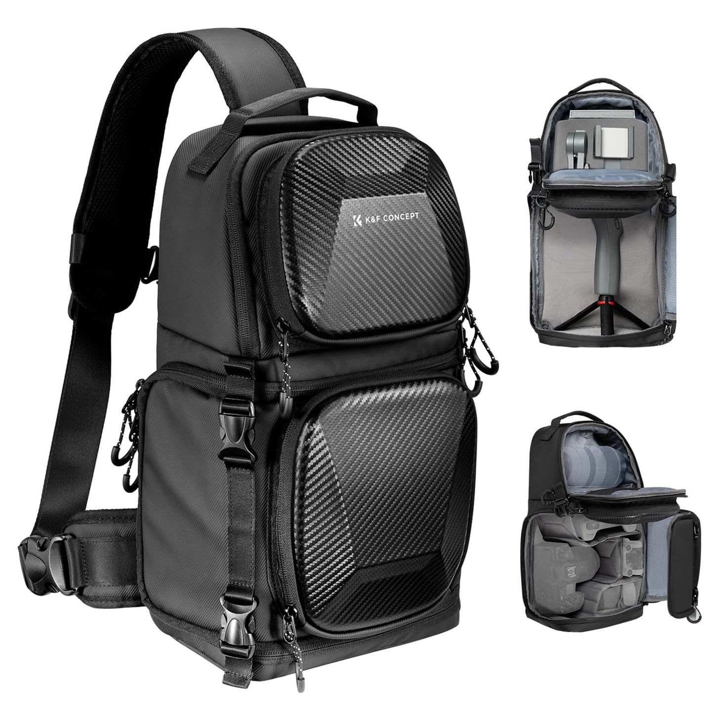 K&F CONCEPT Camera Shoulder Bag, Waterproof Camera Bag, Photography Daily Travel Camera Bag, Bags Photographer Photo Backpack (Black Hard Shell) - KF13.176