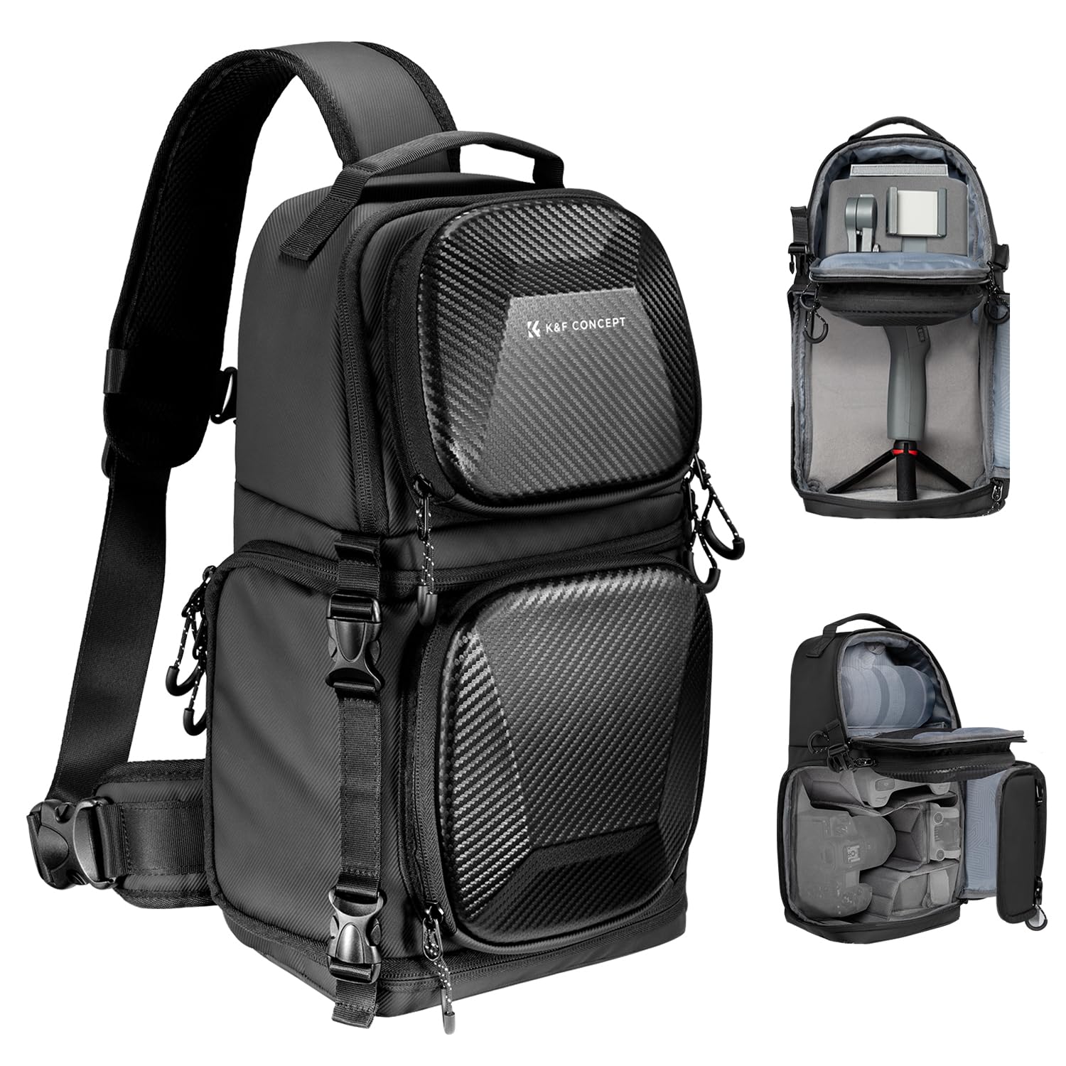 K&F CONCEPT Camera Shoulder Bag, Waterproof Camera Bag, Photography Daily Travel Camera Bag, Bags Photographer Photo Backpack (Black Hard Shell) - KF13.176