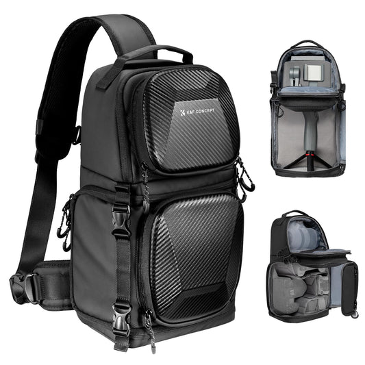 K&F CONCEPT Camera Shoulder Bag, Waterproof Camera Bag, Photography Daily Travel Camera Bag, Bags Photographer Photo Backpack (Black Hard Shell) - KF13.176