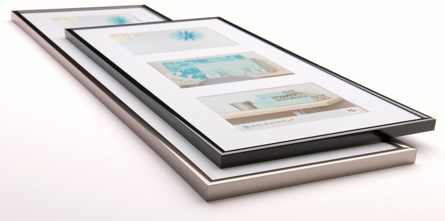 walther design picture frame black 5X 10x15 cm gallery with passe-partout, New Lifestyle plastic frame KV515B