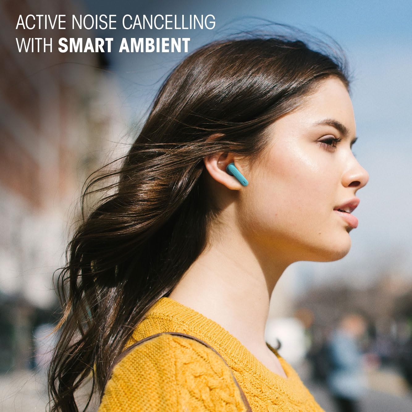 JBL Wave Flex 2, wireless Bluetooth in-ear headphones with 40 h playback time, JBL Pure Bass Sound, Smart Ambient technology, IP54 water and dust protected, multipoint connection, blue - JBLWFLEX2BLU