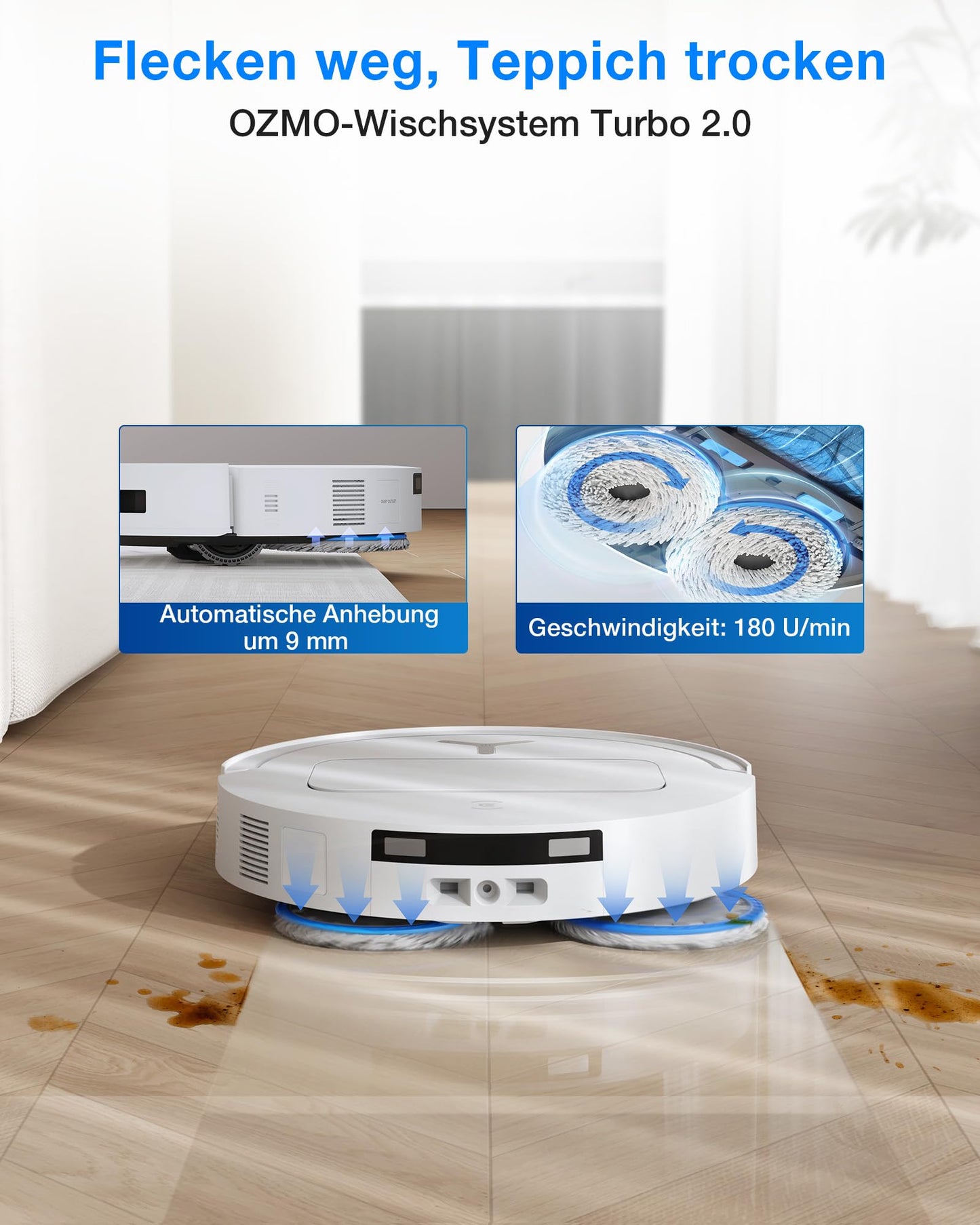ECOVACS DEEBOT T50 Omni Gen3 robot vacuum cleaner with mopping function, 25,000 Pa, ZeroTangle 3.0, AIVI 3D 2.0, all-in-one omni station, cleaning the mop at 75 °C, ultra-flat 81 mm, matt white