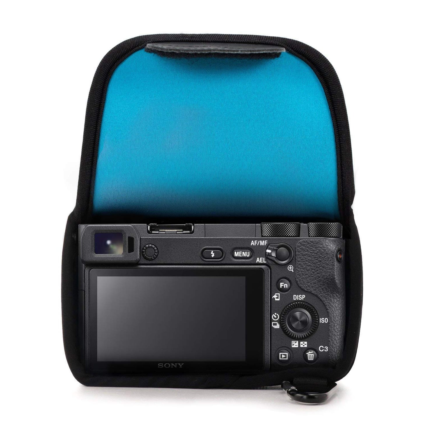 MegaGear Ultralight Neoprene Camera Case Compatible with Sony Alpha A6400, A6500, A6300, A6000 (16-50mm) - Blue - MG064