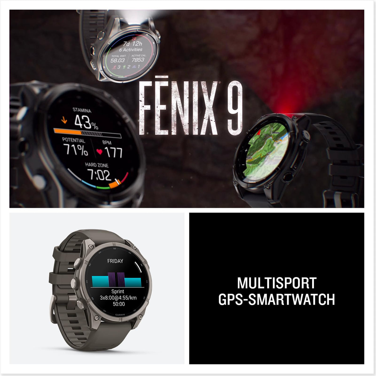 Garmin Fenix 9, 47 mm, GPS-Multisport-Smartwatch, Kieselgrau/Titan - 010-04762-01