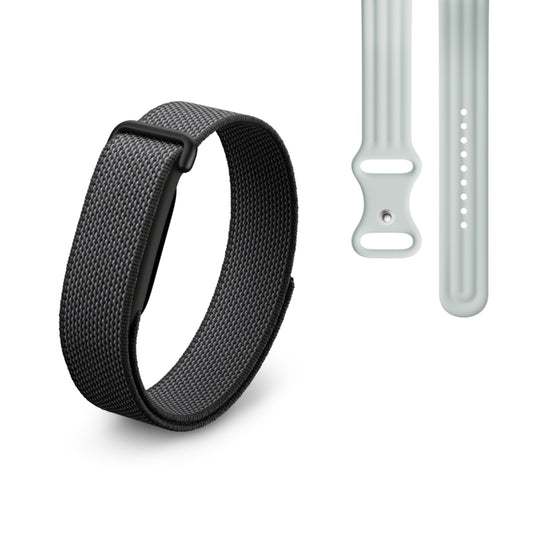 Google Fitbit Air - activity tracker without display with fitness tracking, heart rate measurement - compatible with iOS and Android - Obsidian + sports armband for the Fitbit Air - Fog, L
