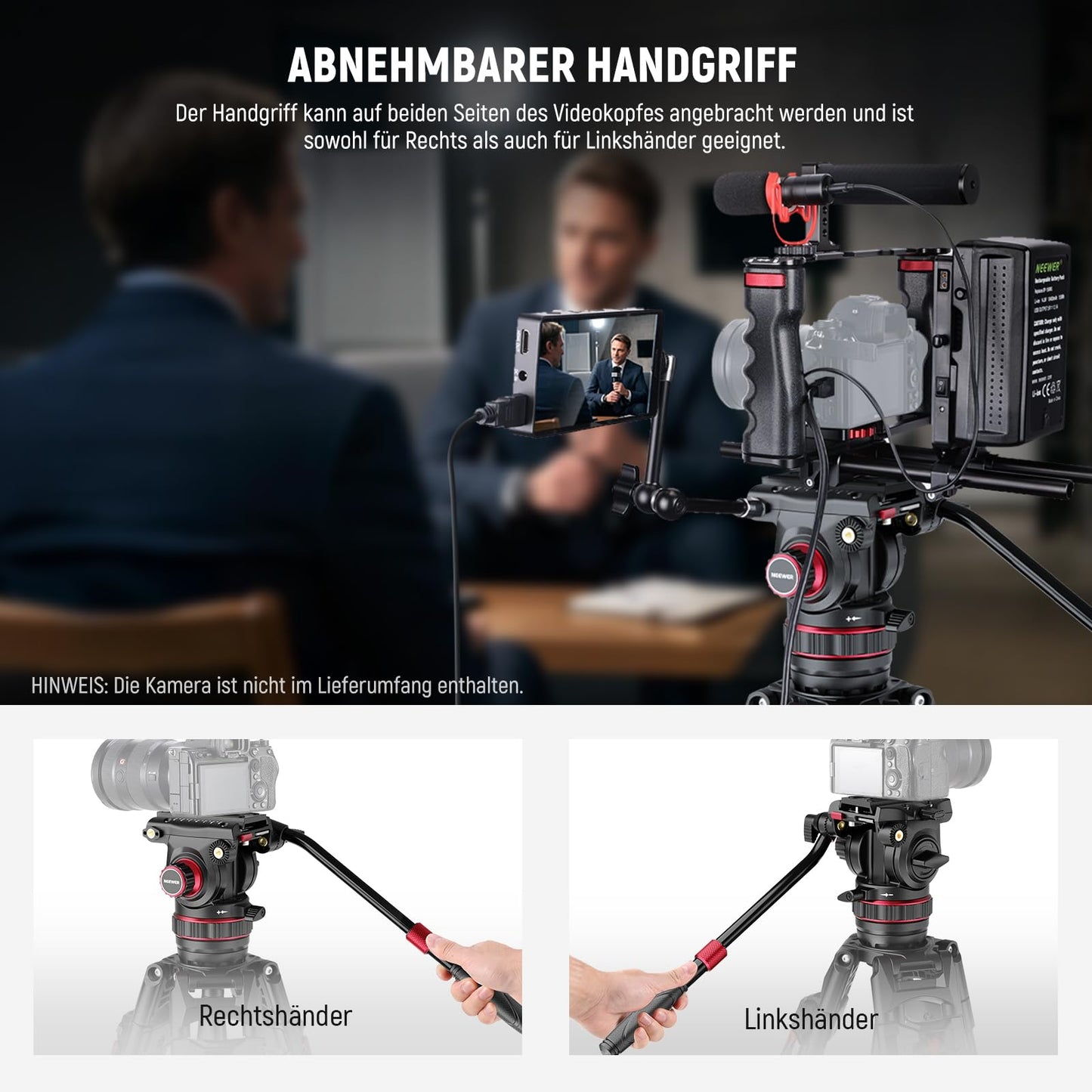NEEWER 78" Carbon Fiber Video Camera Tripod, Damping Adjustable Fluid Head One Step Quick Release with QR Plate and Handle Robust Tripod for DSLR Camera and Camcorder Max Load Capacity 10kg LL37