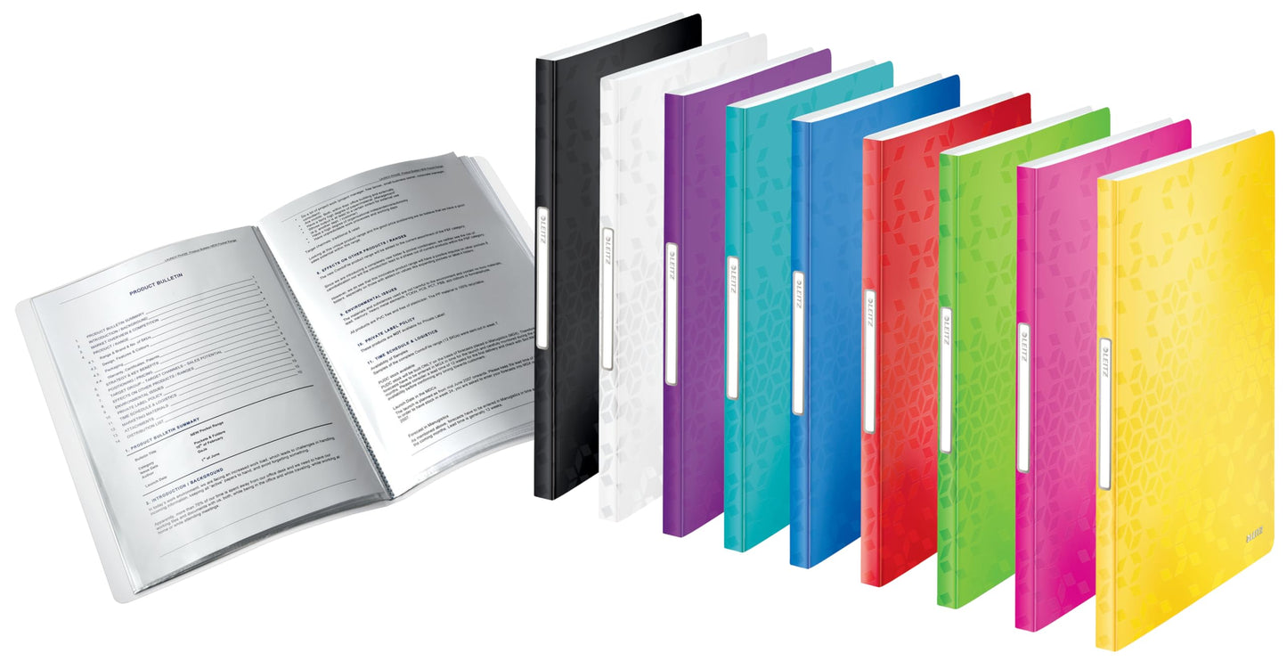 Leitz WOW display book in A4 format, pack of 10, each with 40 transparent pockets for 80 sheets, green, WOW, 46320054 - 46320054-10