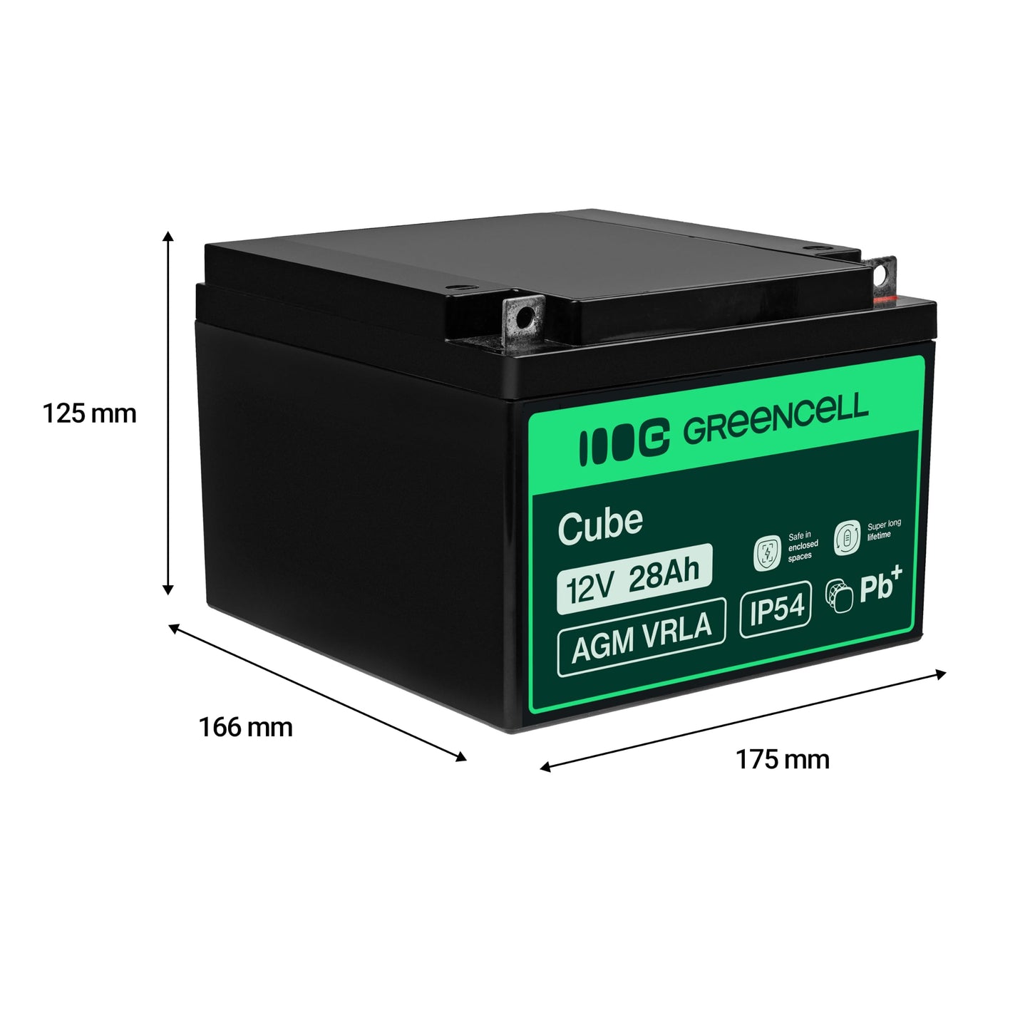 Green Cell AGM 12V 28Ah battery fleece battery VRLA lead battery lead battery replacement battery battery battery supply battery cycle-proof maintenance-free wheelchair, golf carts, electric motors, lawn mowers, rehabilitation - AGM20_1