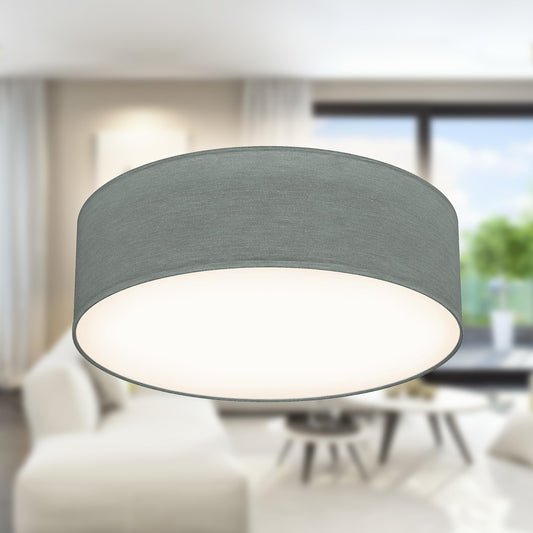 B.K.Licht - Ceiling lamp with fabric shade, E27 socket, max. 40 watts, ceiling light, lamp, living room lamp, bedroom lamp, kitchen lamp, ceiling lighting, 30x10 cm, gray - BKL1215