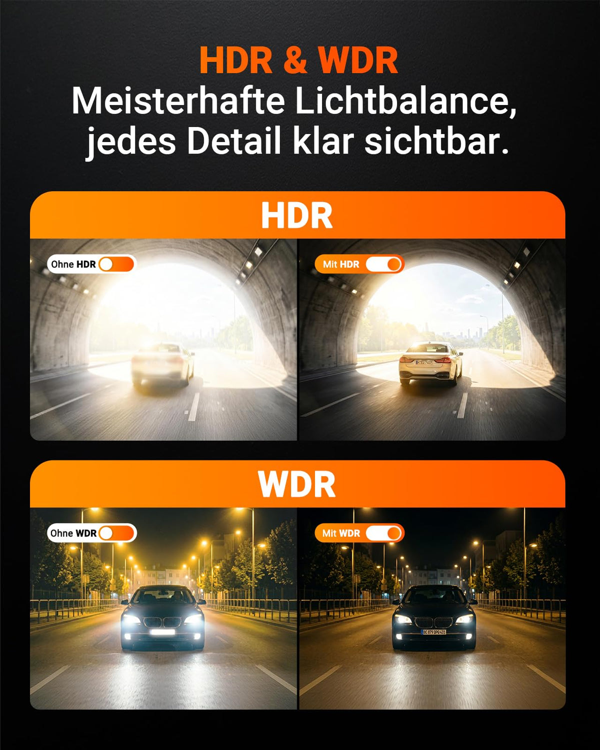 VANTRUE N5S Dashcam Auto STARVIS 2, 2.7K+1080P*2+1440P Față Interior Spate