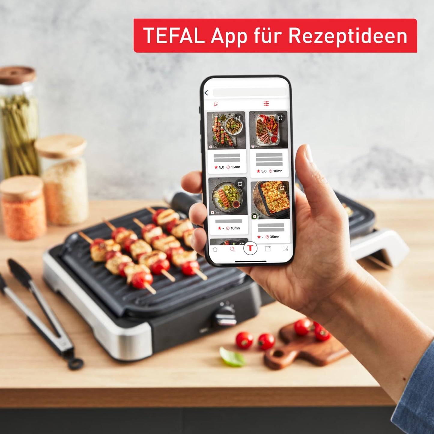 Tefal OptiGrill 4in1 contact grill with baking tray, foldable, table grill, 9 automatic programs, cooking level display, dishwasher-safe parts, electric grill, oven, GC776D10