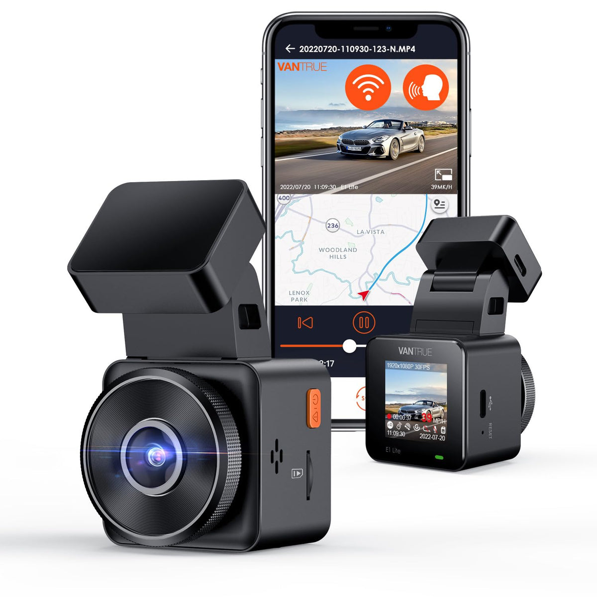 VANTRUE E1 lite 1080P Mini Dashcam Front, HDR 30fps 160 ° Wide Angle