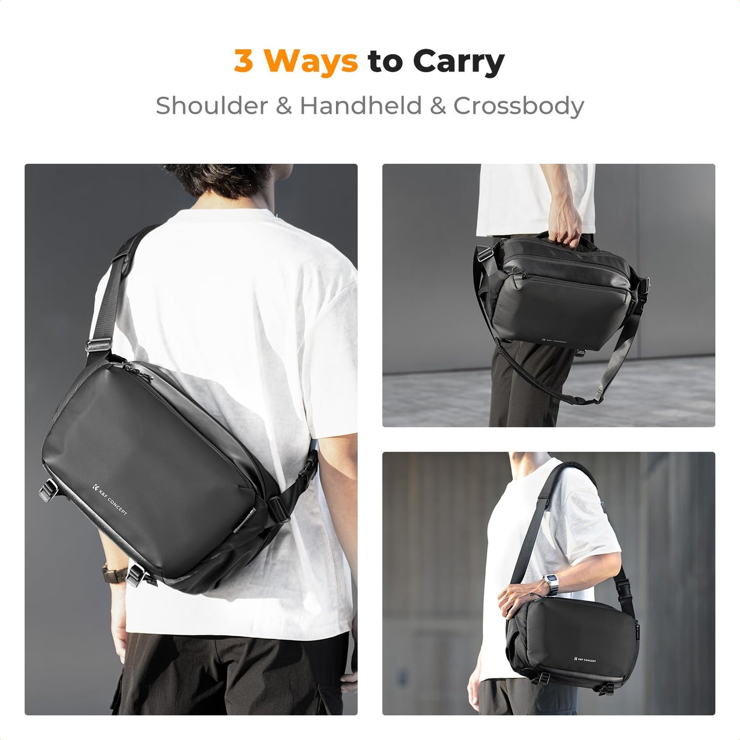 K&F CONCEPT Camera Backpack Shoulder Bag Square Bag Bags for Photographers Camera Rectangle Case Compatible with Canon/Nikon/Sony/DJI Mavic Drone Backpack (1-Black (Large-L)) - KF13.177