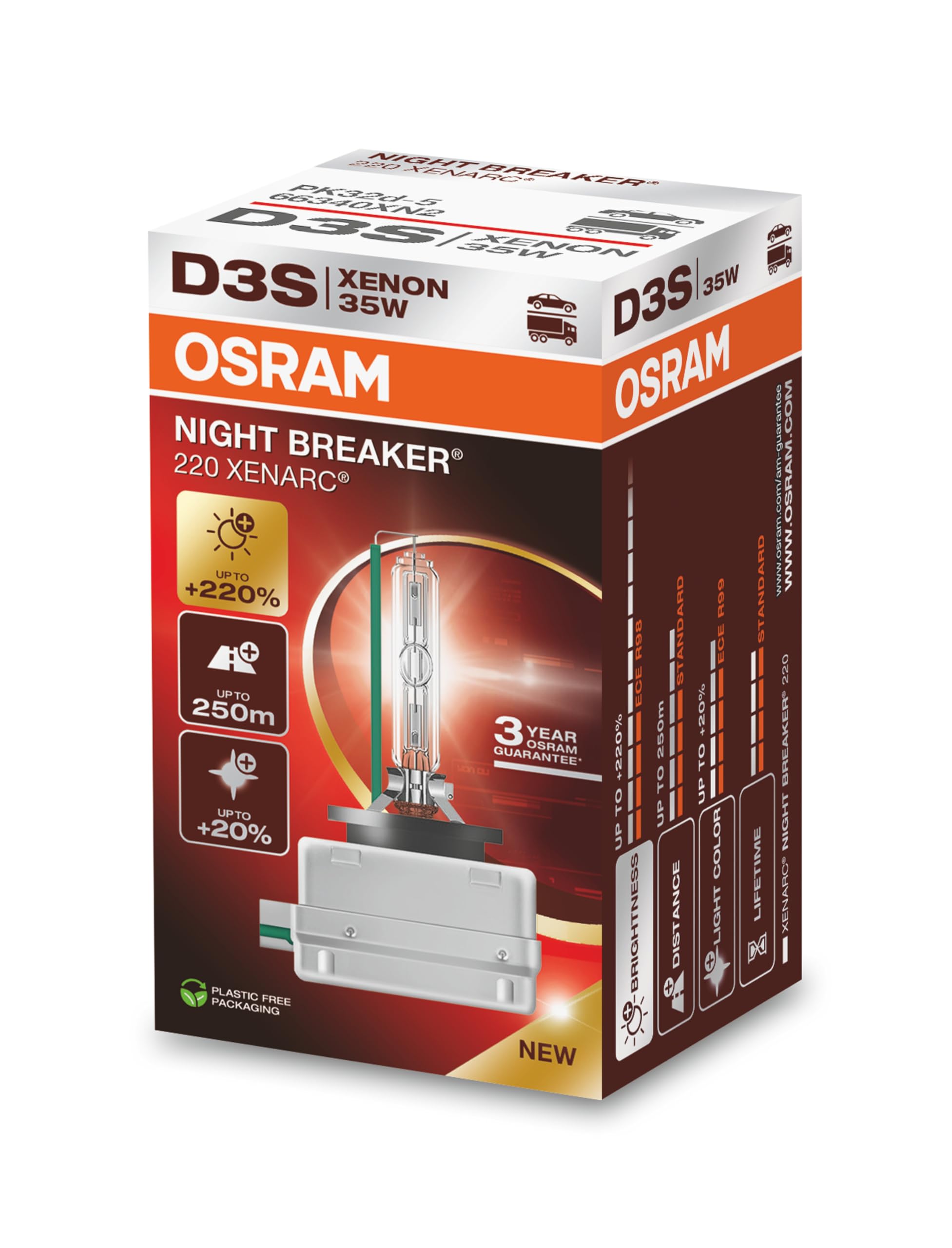 Osram D3S 35W XENARC® NIGHT BREAKER® LASER +220% 3 year guarantee* 1 pc - 66340XN2