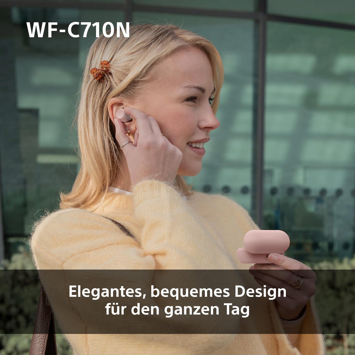 Sony WF-C710N - Truly Wireless Noise Canceling Earphones, lightweight, touch operation, multipoint connection, IPX4, up to 40h battery, quick charging, iOS and Android compatible, pink - WFC710NP.CE7