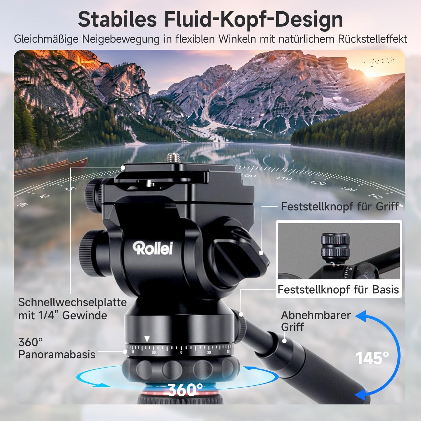 Rollei Compact Traveler No.2 XL video tripod camera with extension arm 212cm - 26980